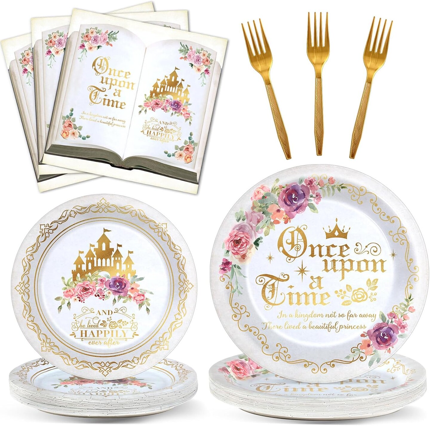 Fairytale Princess Plates and Napkins Once Upon a Time Party Tableware Set