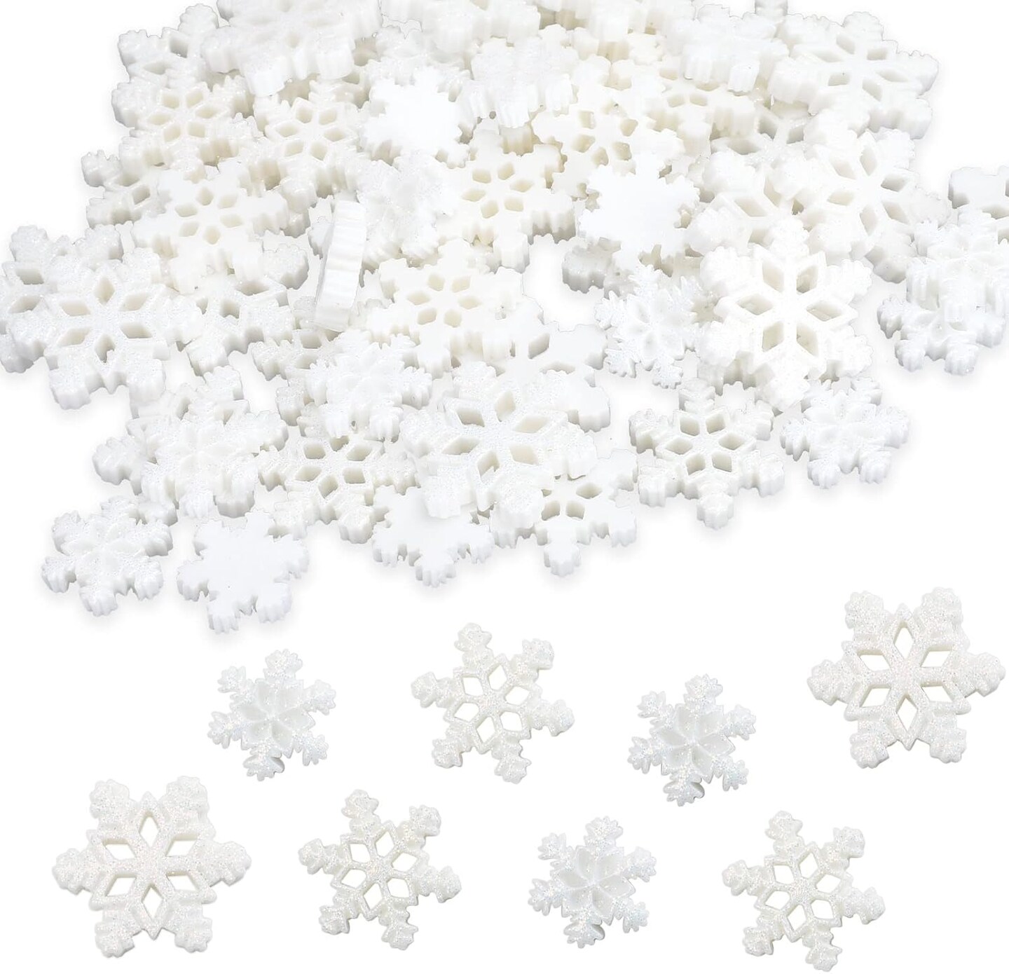 60Pieces Christmas Resin Snowflakes - 3 Sizes (White)