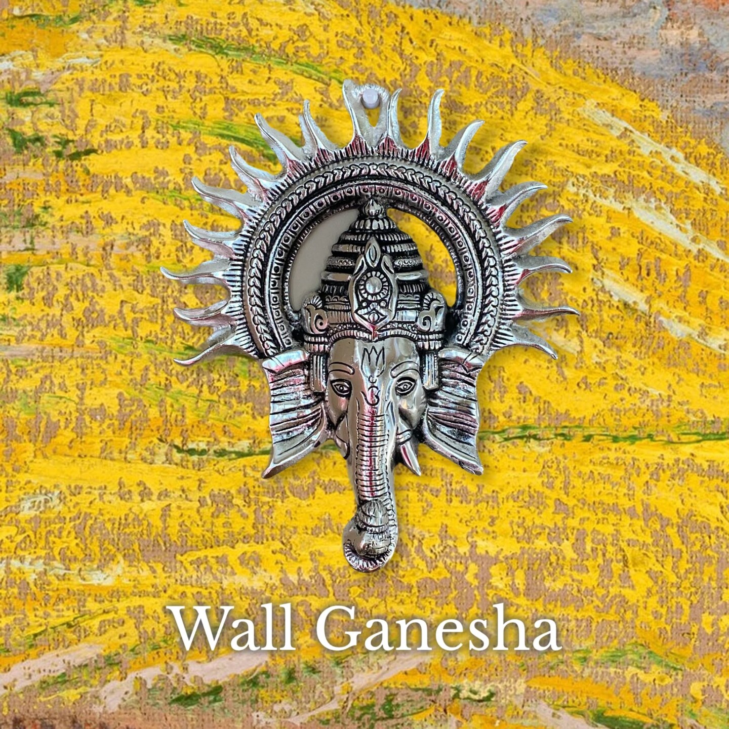 Metal Ganesha Face Wall Hanging Traditional Indian Gift Item for Home Office Floor Wall Stickers Decoration Diwali Decor Wall Hanging Showpiece Housewarming Gift