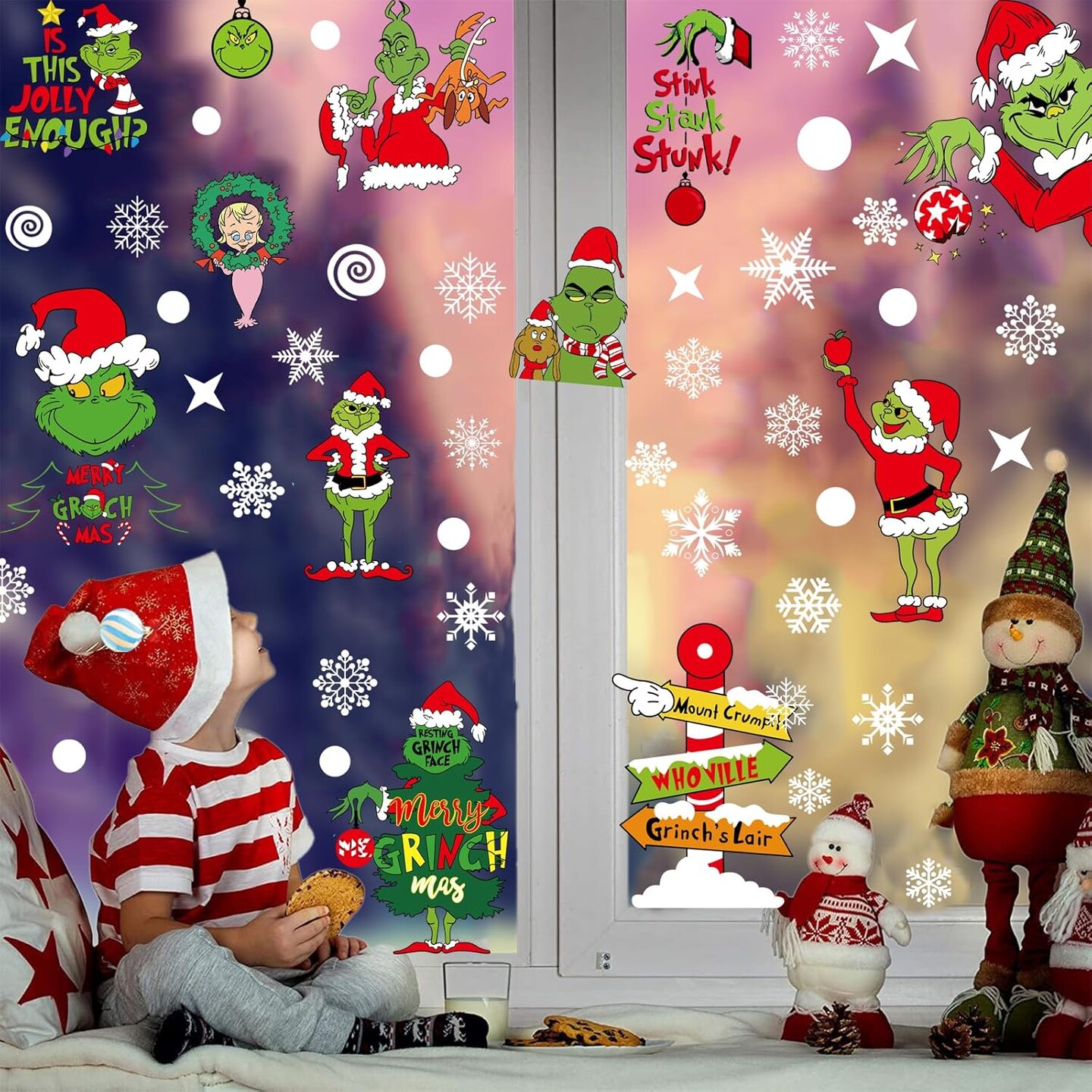 Christmas Window Clings Decorations