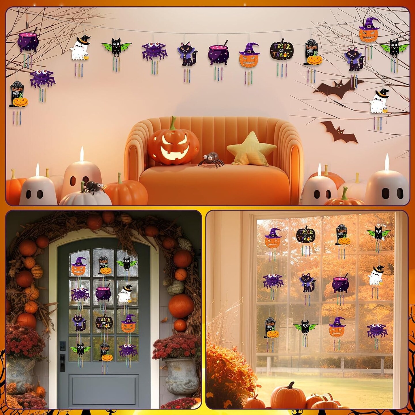 16 Pack Halloween Wind Chime Kits Crafts for Kids