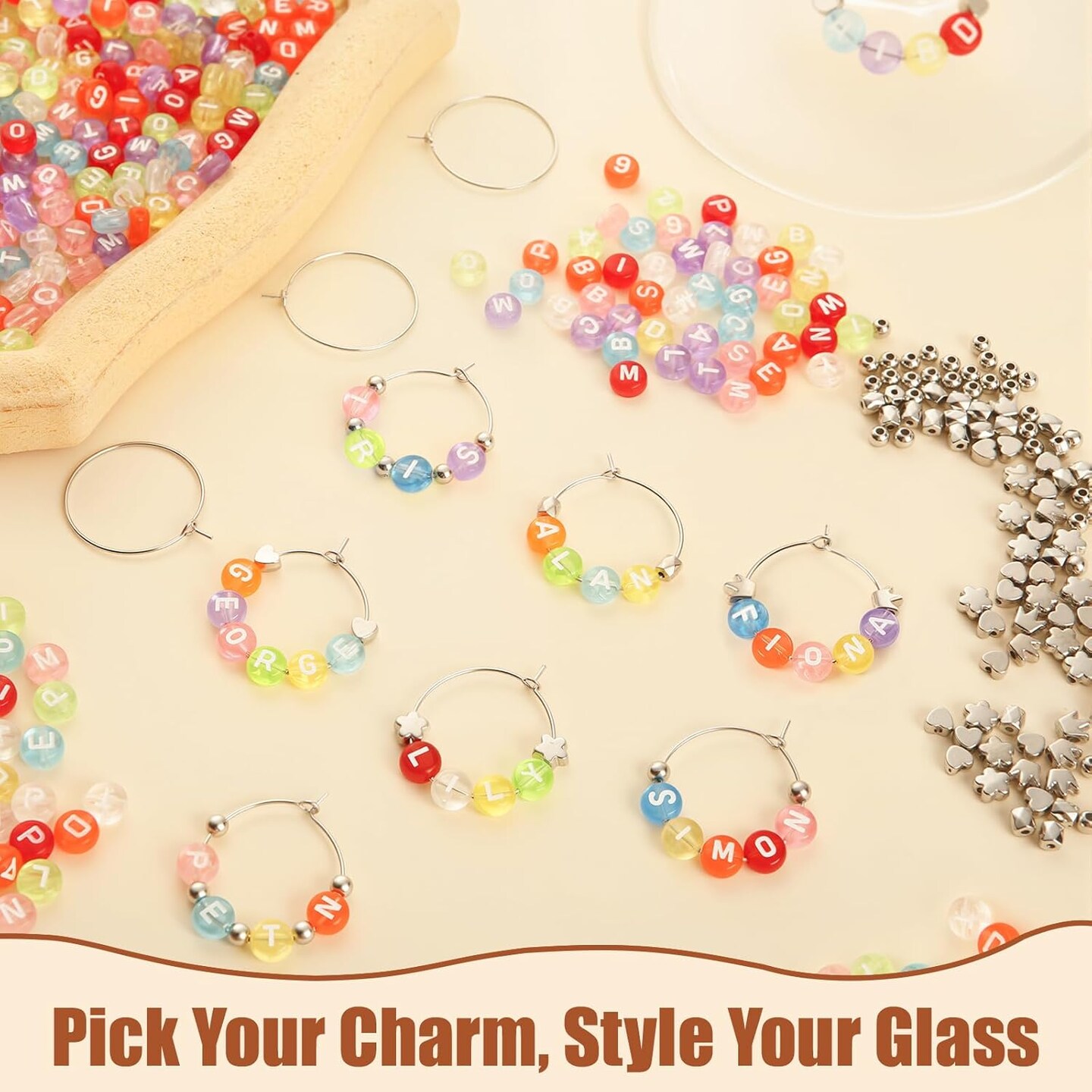 50 Set DIY Wine Glass Charms