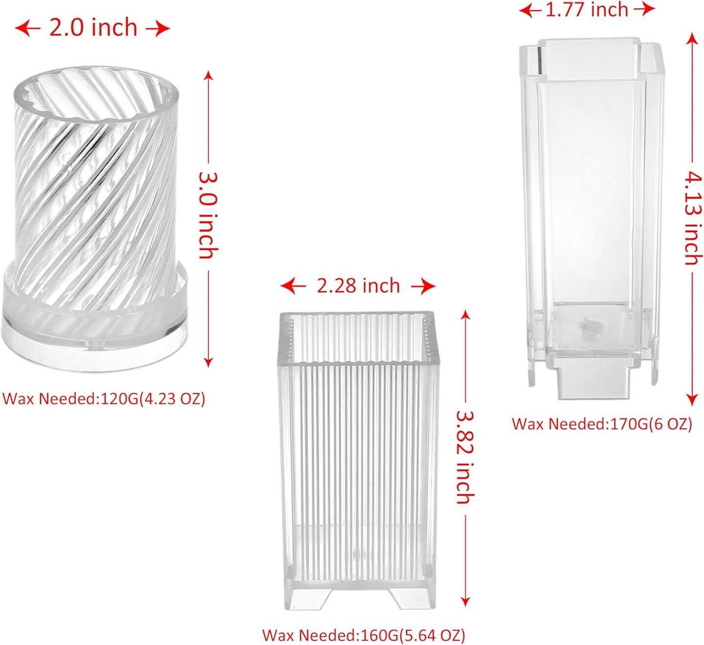 3pcs Plastic Candle Molds