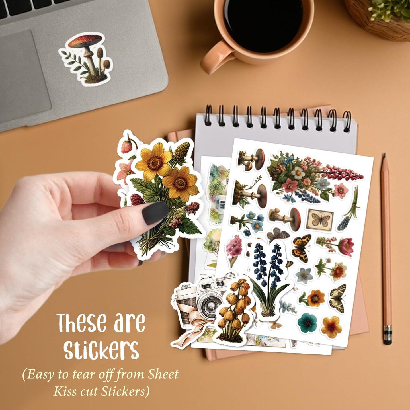 200PCS Cottagecore Stickers Junk Journal Supplies (200pcs Cottagecore Stickers) 1 x 1 x 0.1 inches