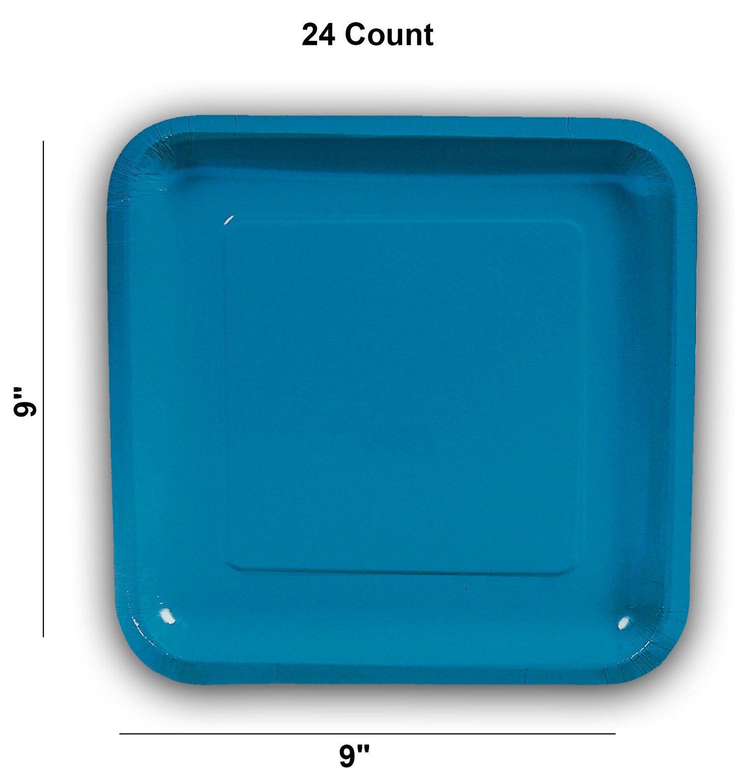 24 Count Turquoise Square Paper Dinner Plates 9" Disposable Party Tableware