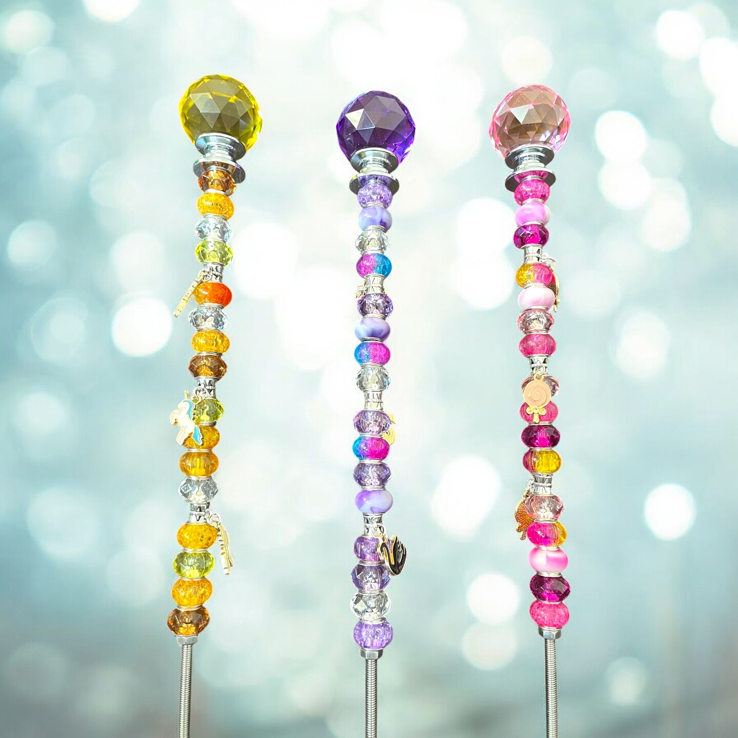 Garden Stake, Fairy Wand, Plant Gem Post, Beaded Garden Jewelry