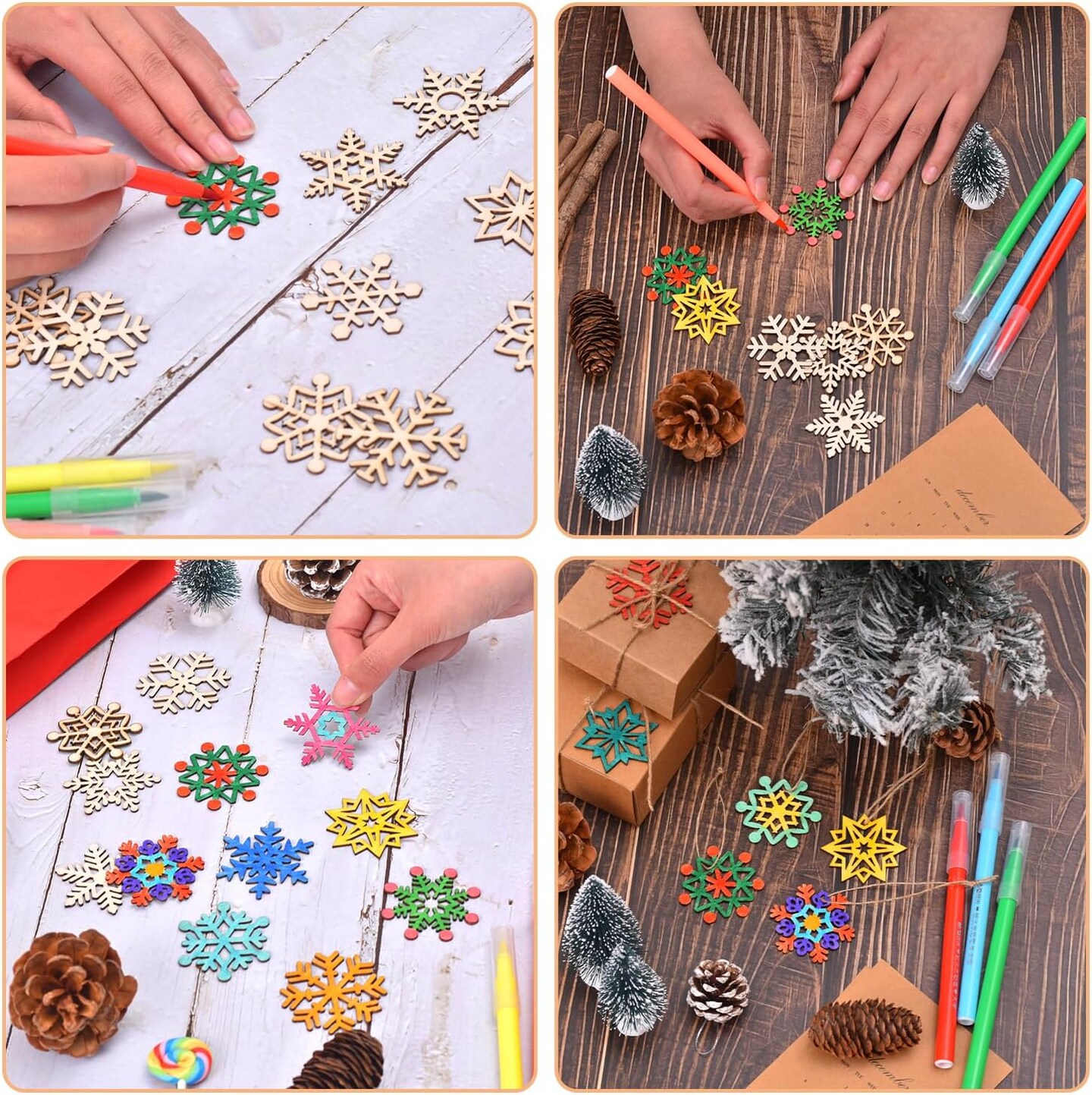 100 PCS Snowflake Ornaments for Christmas Decoration