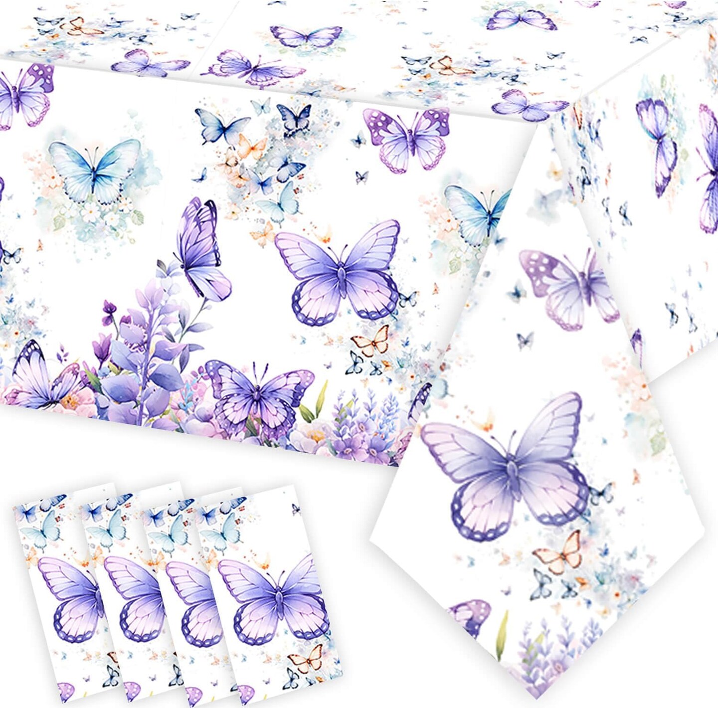 4 Pcs Butterfly Birthday Purple Butterfly Table Covers