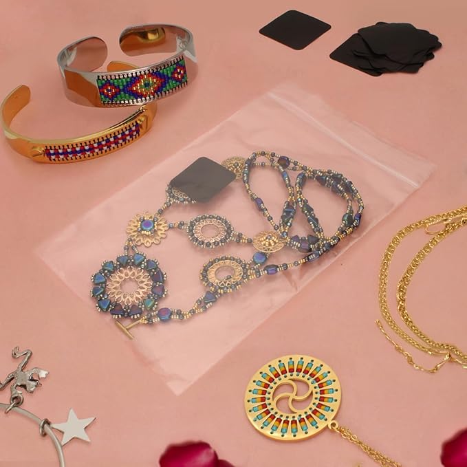 The Beadsmith Jewelry Anti-Tarnish Tabs and Resealable Zip Bags &#x2013; 1x1&#x201D; Non-Abrasive Tabs and 3x3&#x201D; Clear Bags, for Long-Lasting Shine and Jewelry Protection, 100 of Each