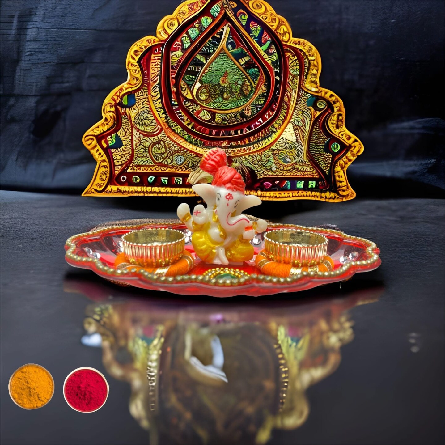 Ganesha Haldi Kumkum Holder Thali, Pooja Return Gift, Indian Housewarming Gifts, Shivratri, Wedding Favor, Navarathri Favors, Baby Shower