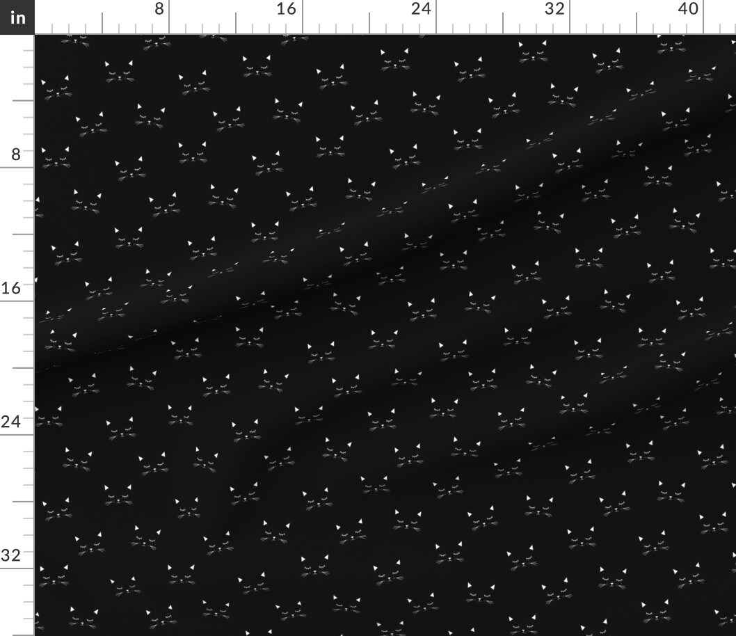 Various Fabrics by the Yard or Fat Quarter Cats Black Cat Animal White Kids Gender Neutral Fauna Toddler Dark Custom Printed Fabric by Spoonflower 6303118
