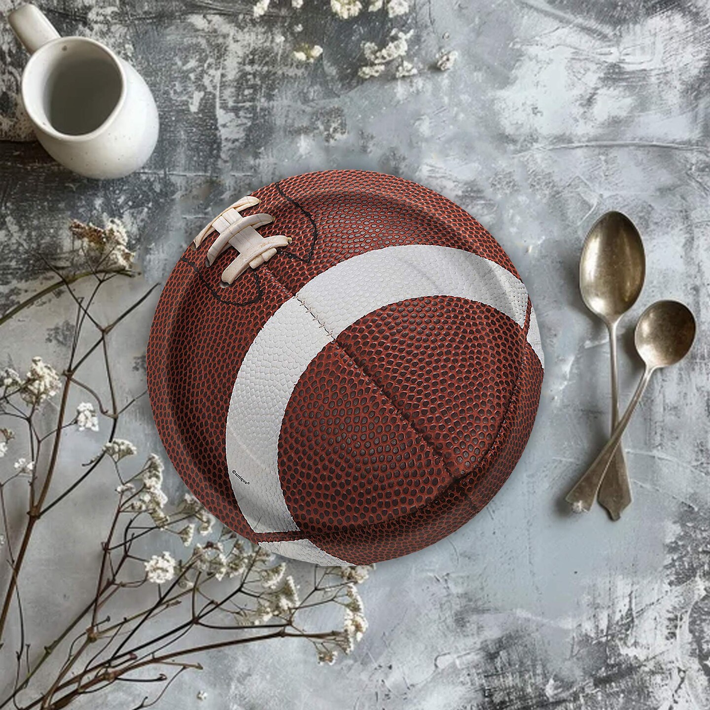 8 Count Football Round Paper Dessert Plates 7" Game Day Party Supplies