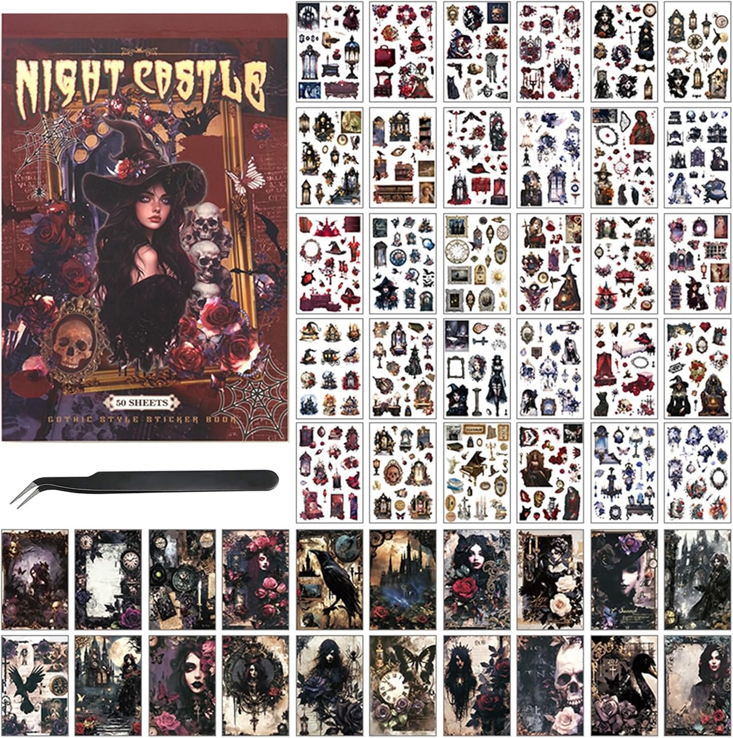 453 PCS Washi Vintage Scrapbook Stickers with 20 Sheets Scrapbook Papers