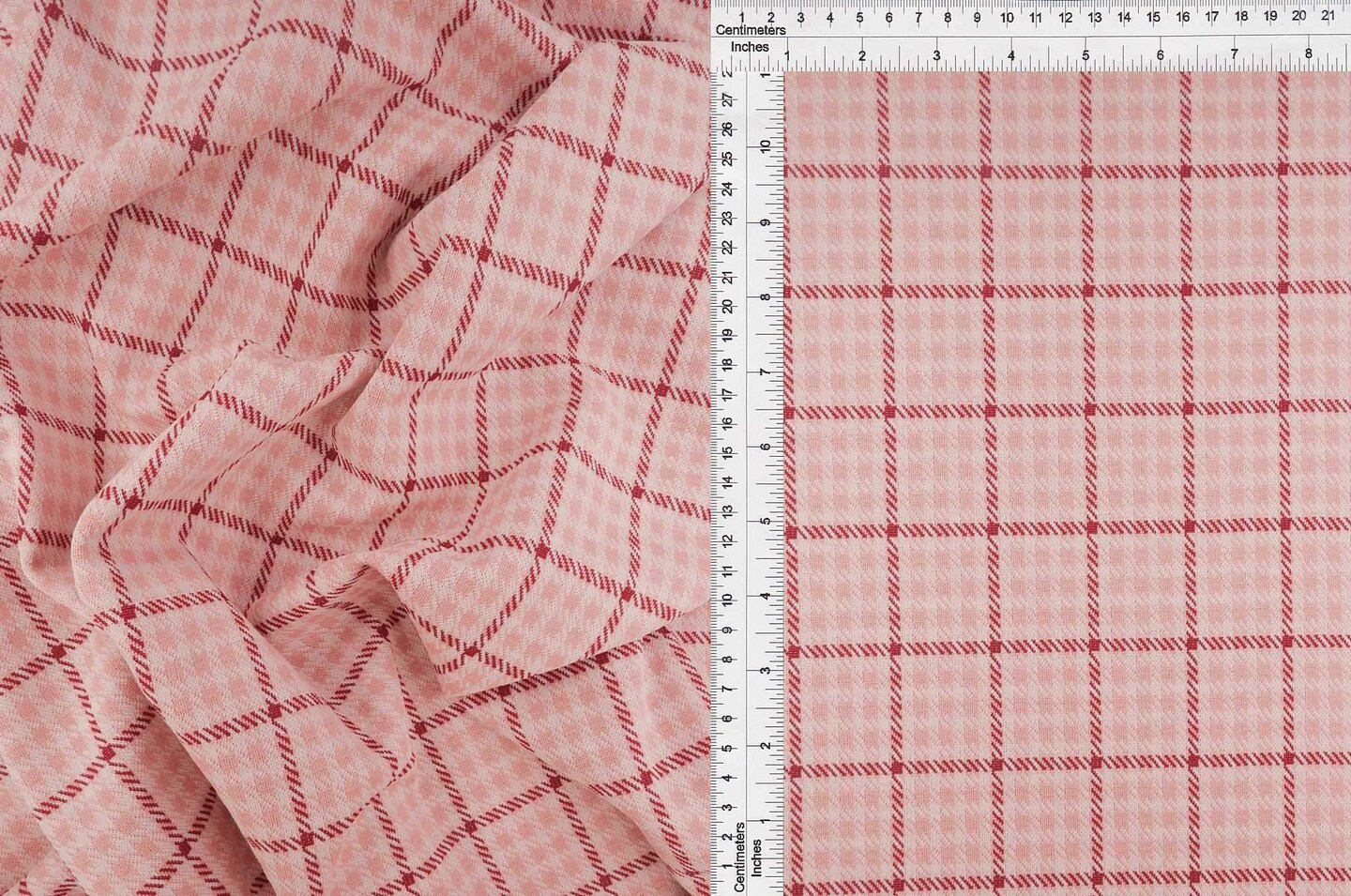 Double Knit Jacquard Plaid Fabric 1 Yard Medium Weight Soft Stretch 58/60&#x22; Wide