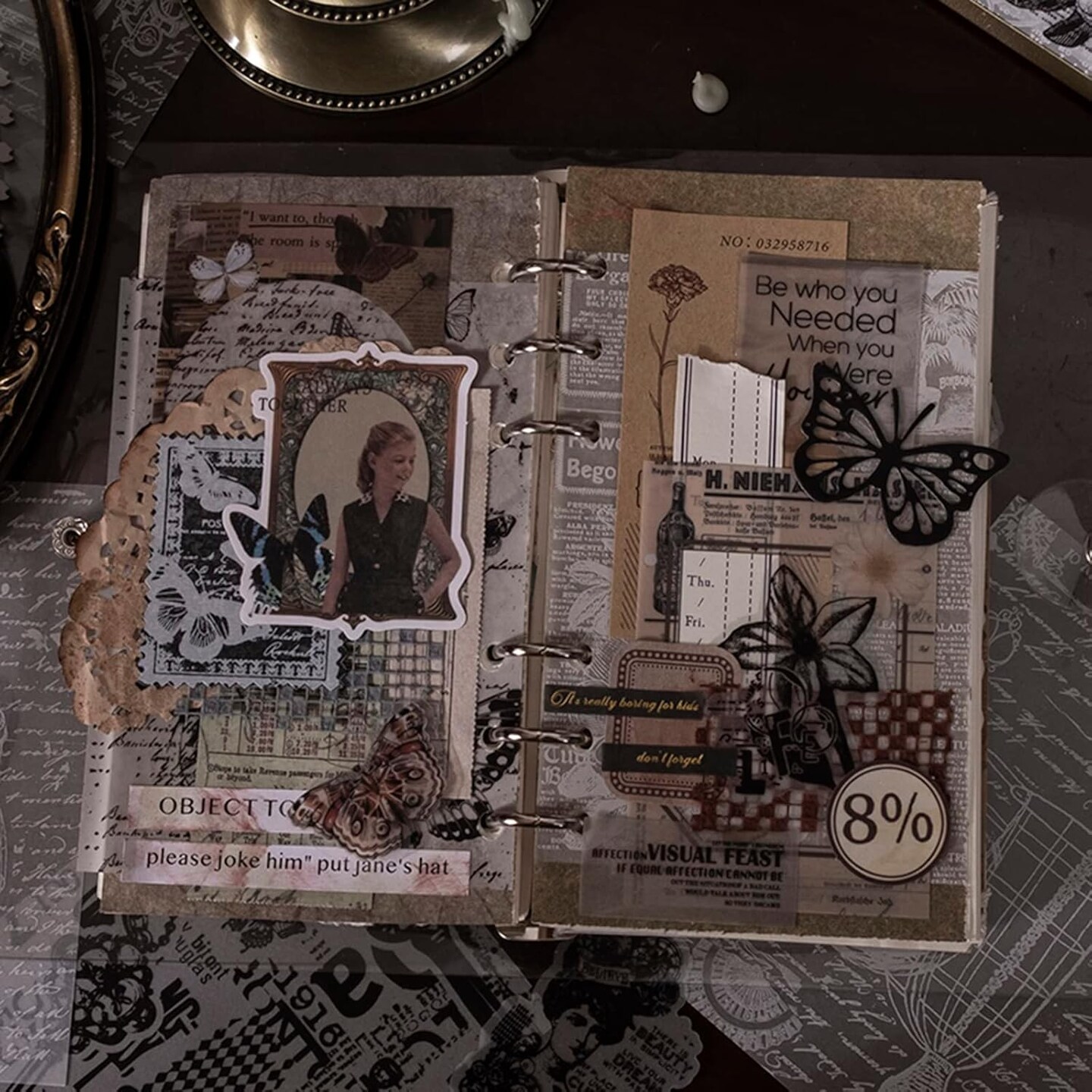 180 Pieces Vintage Black Scrapbooking Supplies Kit 5.51 x 3.94 x 0.04 inches