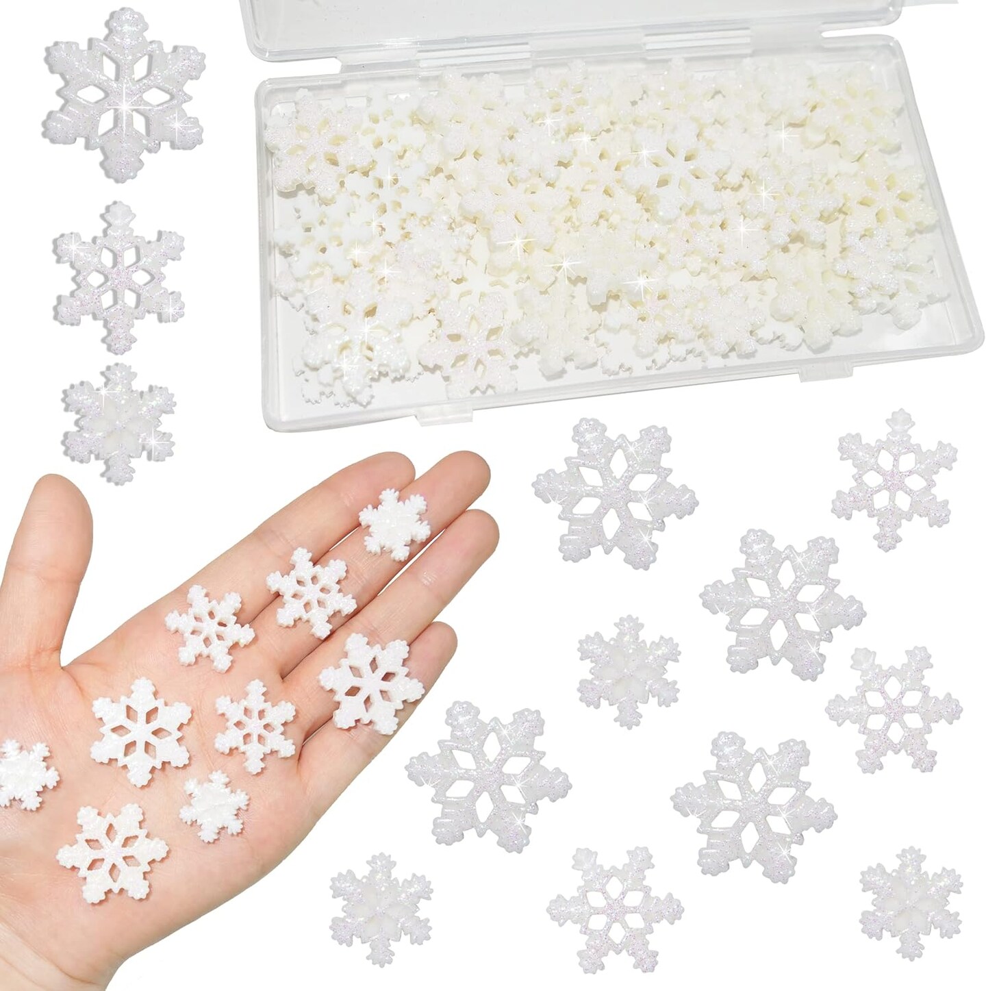 60 Pcs Small Snowflakes Christmas Embellishments