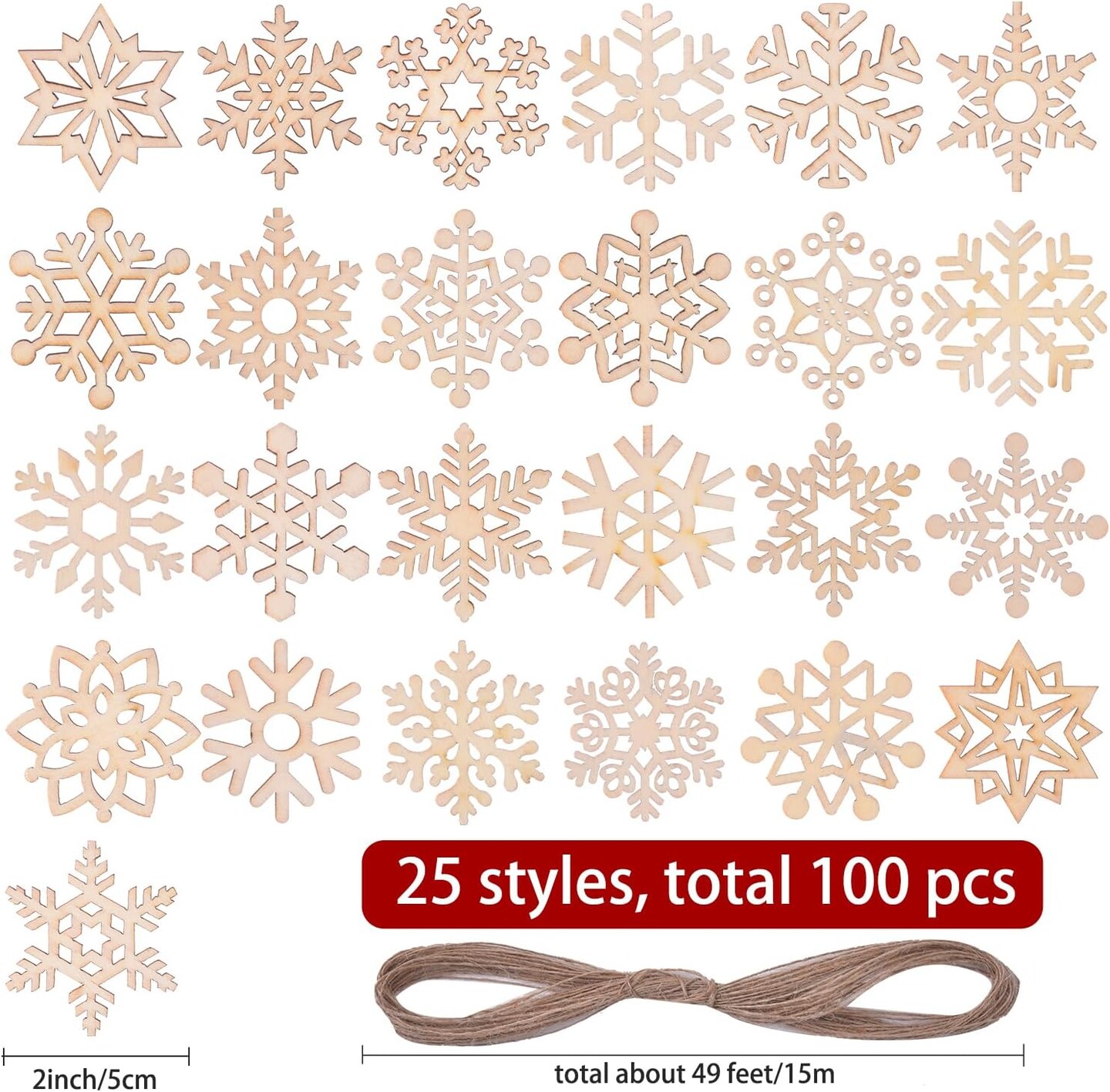 100 PCS Snowflake Ornaments for Christmas Decoration