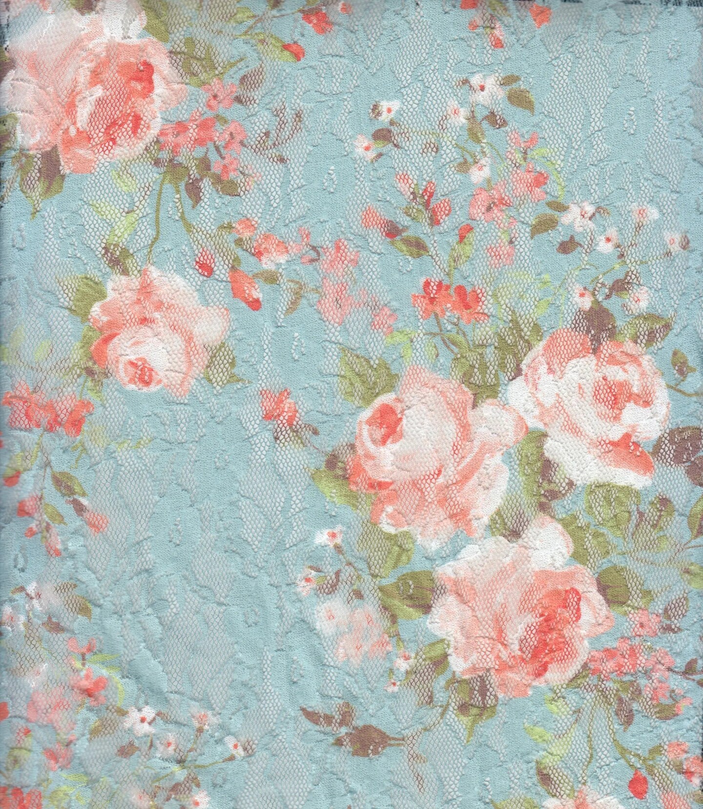 Digital Floral Lace Print Fabric 1 Yard Soft Stretch Smooth Knit 58/60&#x22; Wide