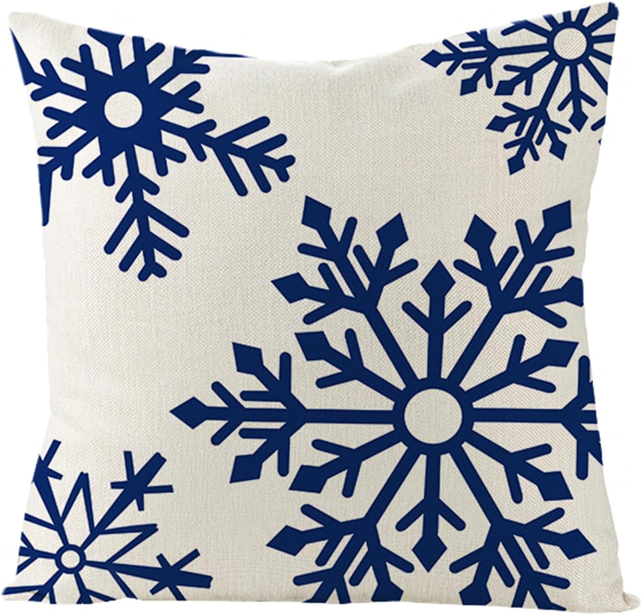 Navy Blue Snowflakes Trees Christmas Throw Pillow Covers