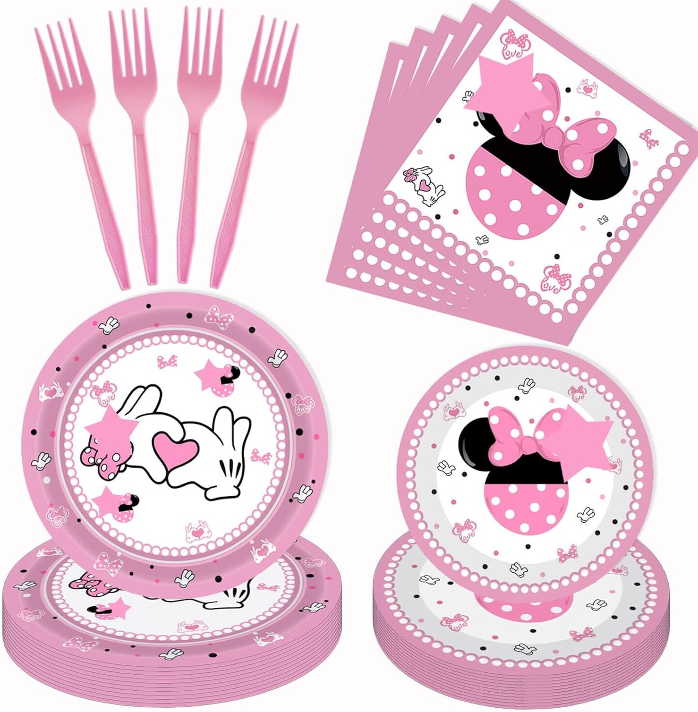 80 Pcs Pink Baby Shower Tableware