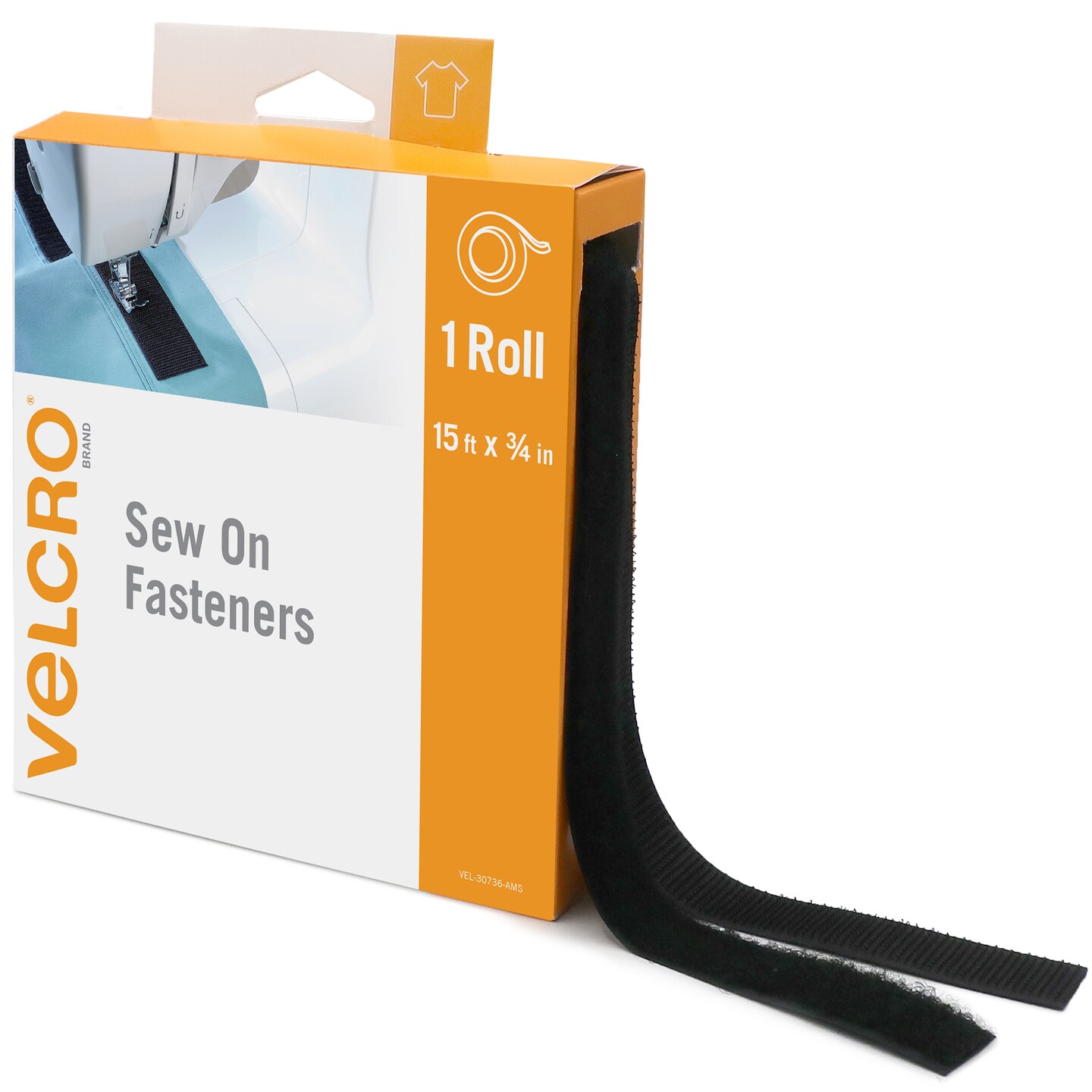 VELCRO(R) Brand Sew On Roll 15&#x27;X.75&#x22;   -Black