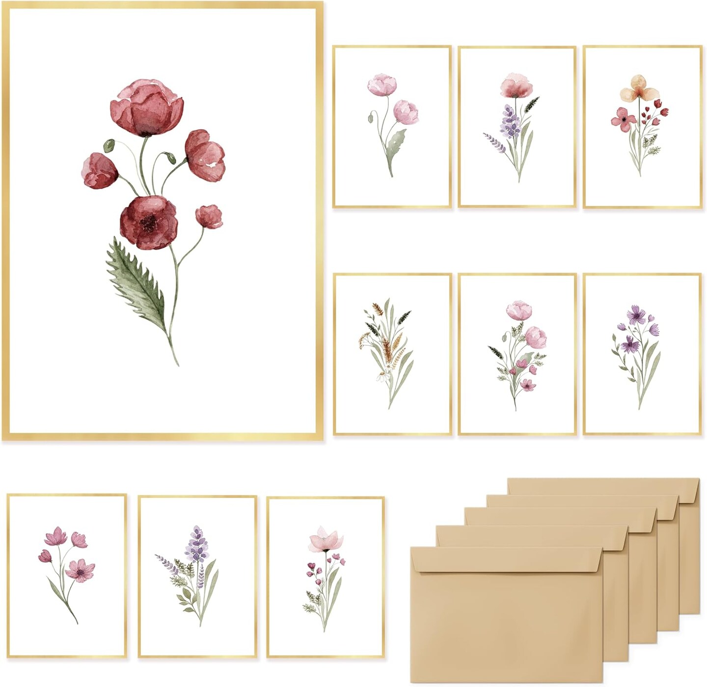 Elegant Gold Foil Floral Design Blank Greeting Cards 4x6 | Michaels