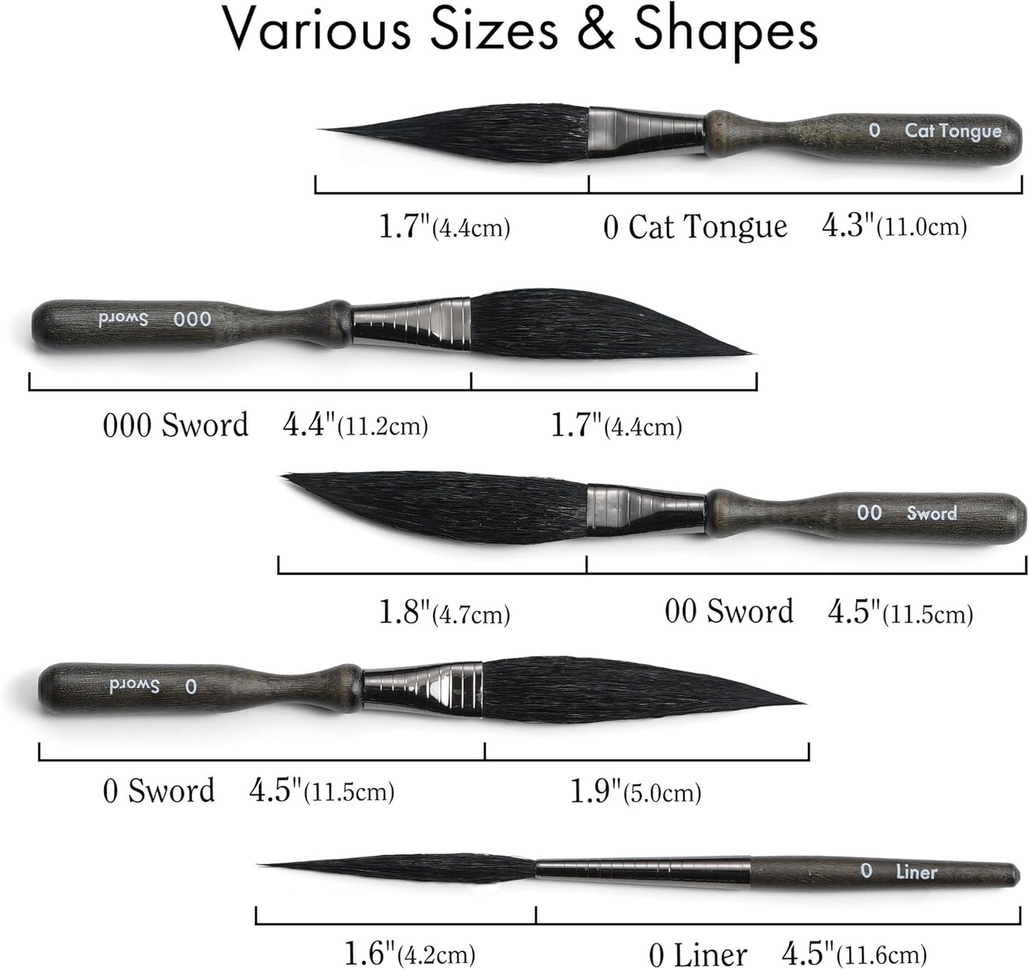 ARTIFY 5-Piece Pinstriping Brush Set, Mixed Squirrel & Goat