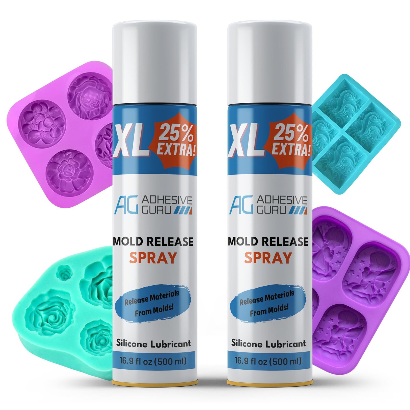 ADHESIVE GURU AG150 Silicone Mold Release Spray, 16.9 fl oz – For Resin Casting, Candle, Soap & Craft Molds