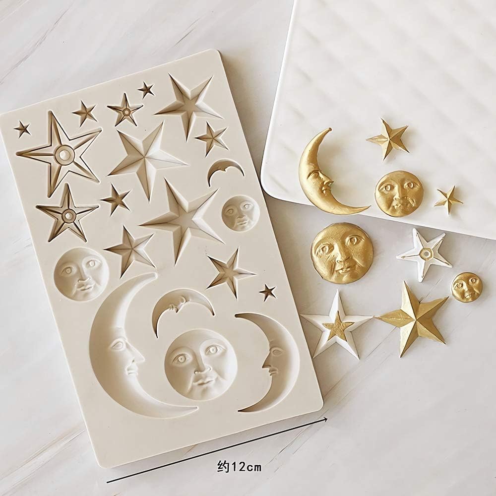 Moon Stars Sun Face Silicone Fondant Mold