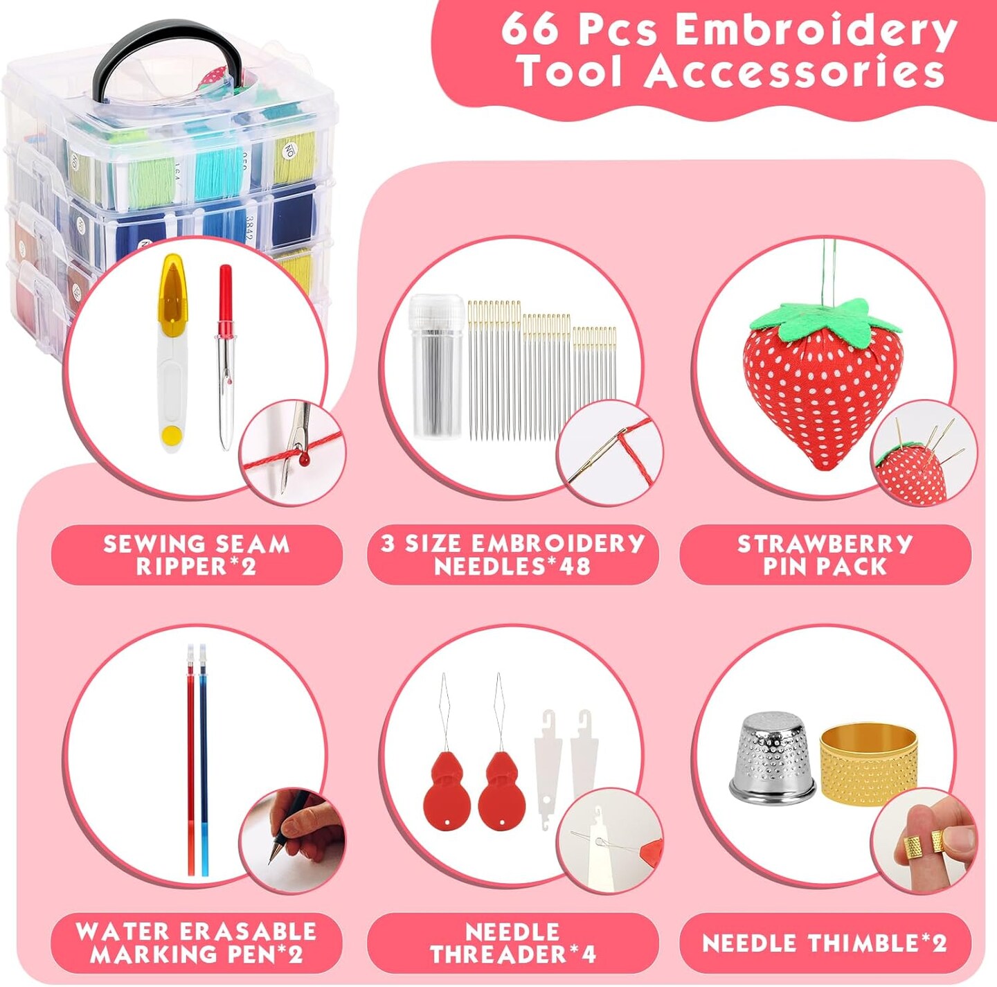 276 Pack Embroidery Floss Thread Kit(210 Colors)