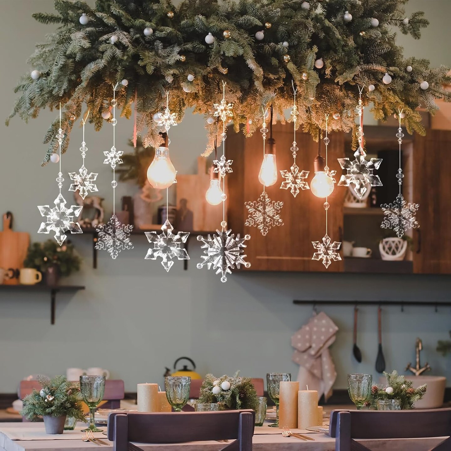 12pcs Crystal Christmas Ornaments - Transparent