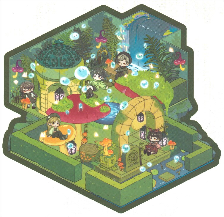 Mushroom Garden Landscape Sticker Set, DIY Isometric Pack, Adorabilities