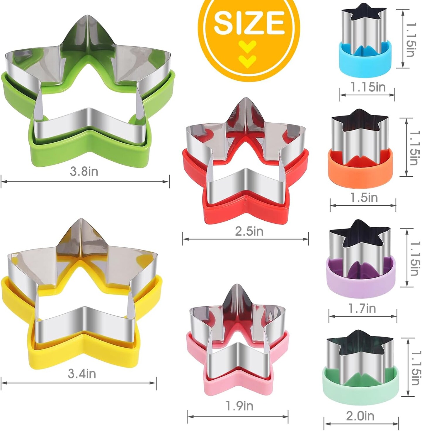 8pcs - Stainless Steel Star Cookie Cutters