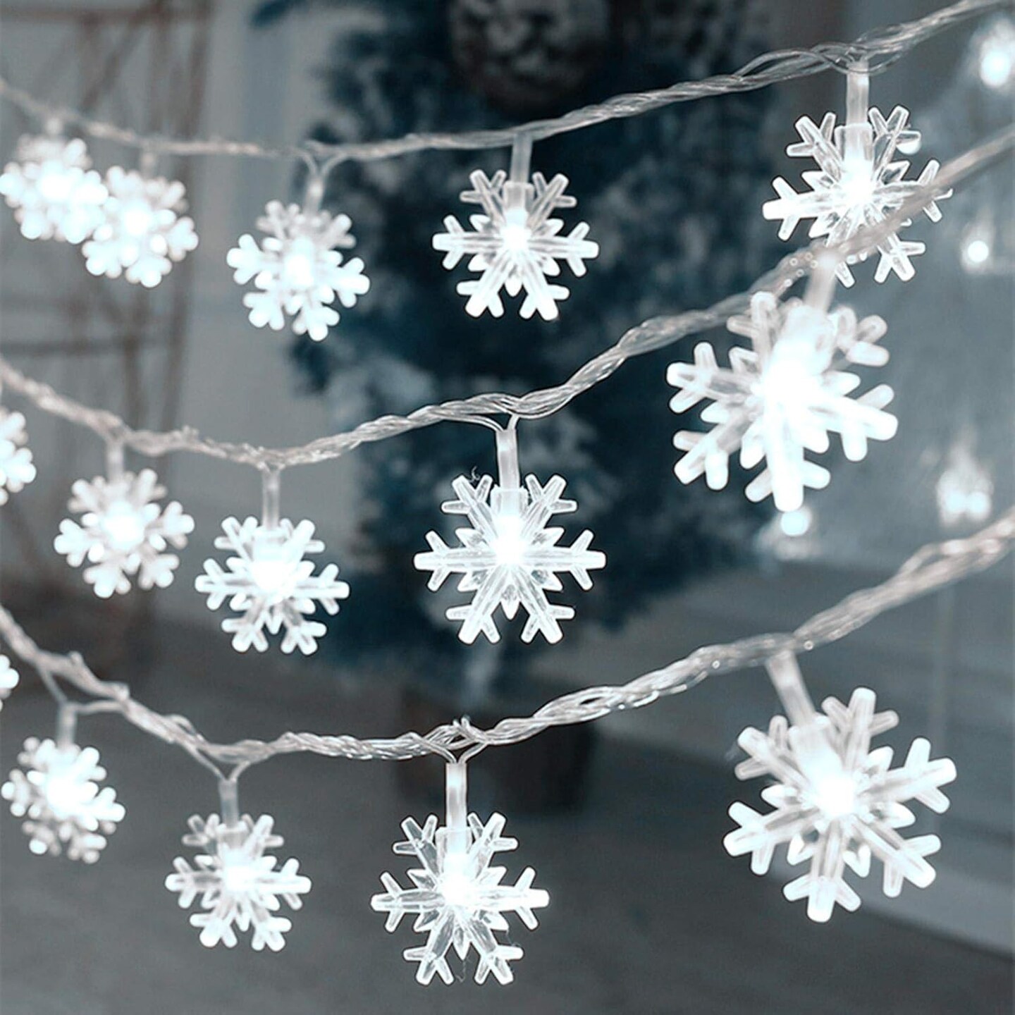 Christmas Lights - 20 Ft 40 LED Snowflake String Lights (Snowflake-White)