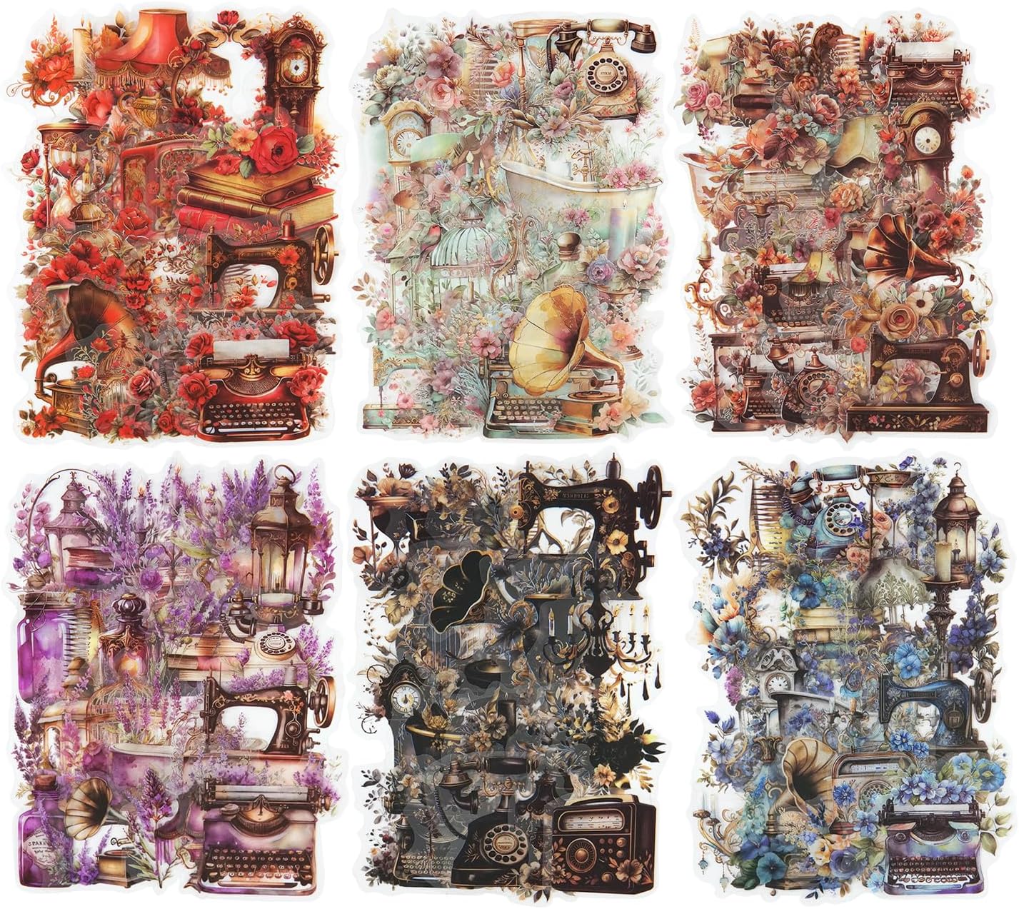 240Pcs Scrapbook Stickers Vintage Floral Designs(Old Object Floral Fragrance)