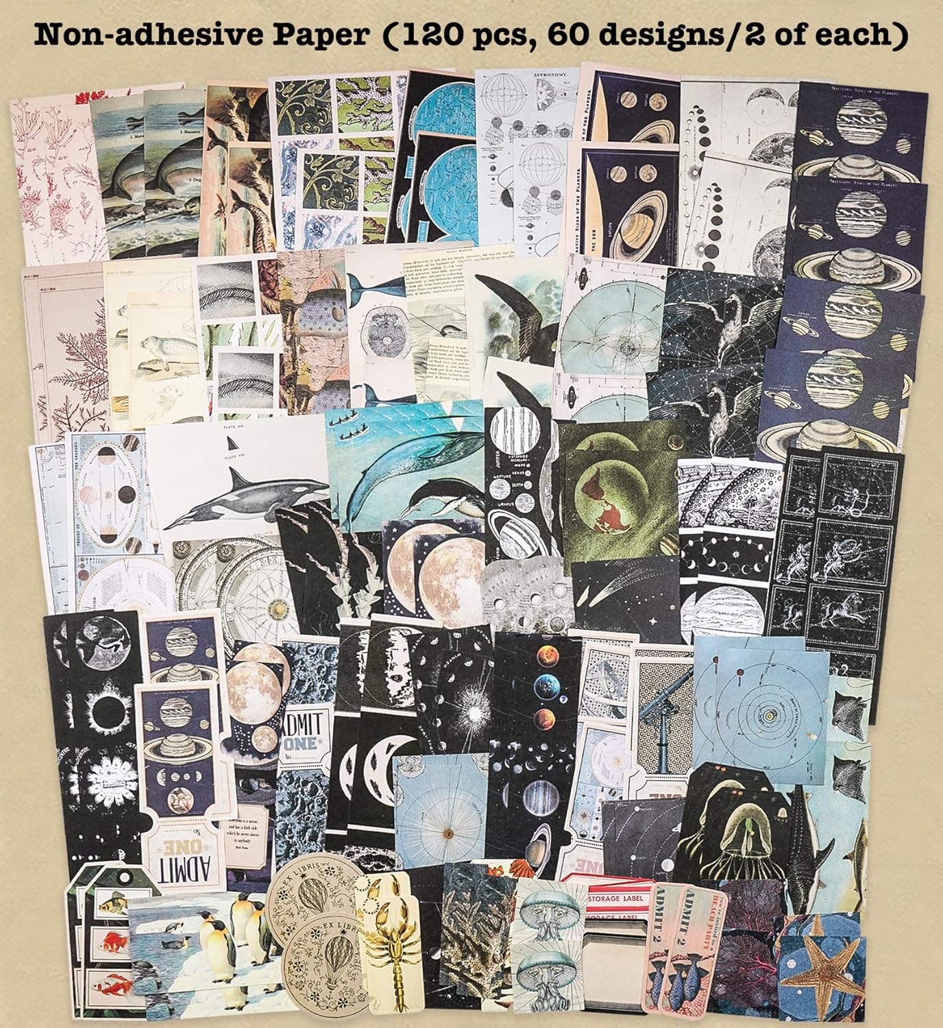 200 Pieces Vintage Ephemera Pack Decoupage Paper Junk Journal Kit Scrapbook Planner Sticker Supplies