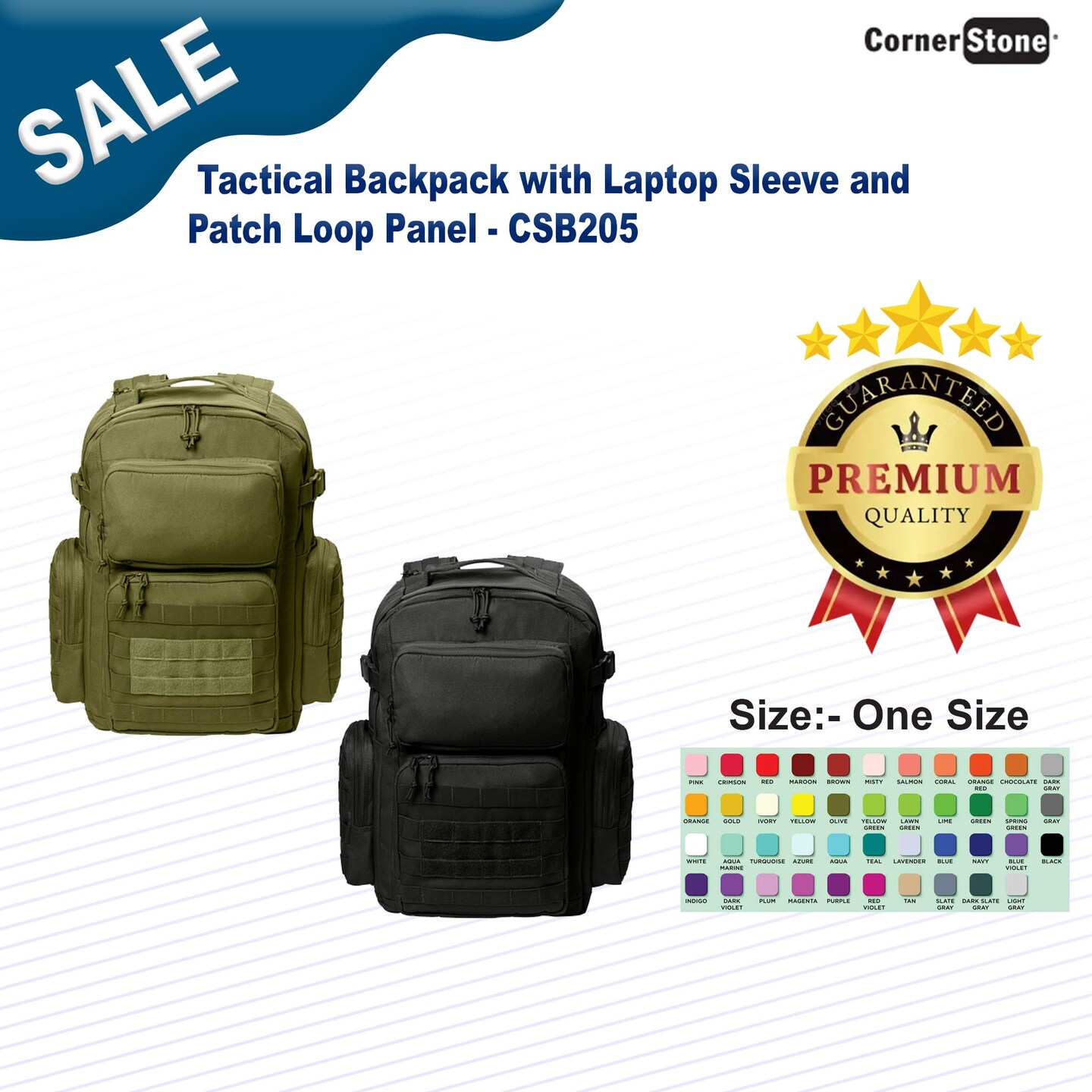 CornerStone® Tactical Backpack with Laptop Sleeve and Patch Loop Panel