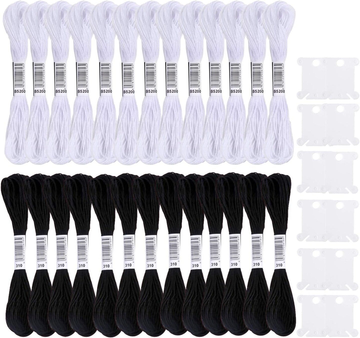 13 Skeins White & 13 Skeins Black Embroidery Threads (13 Black&13 White)