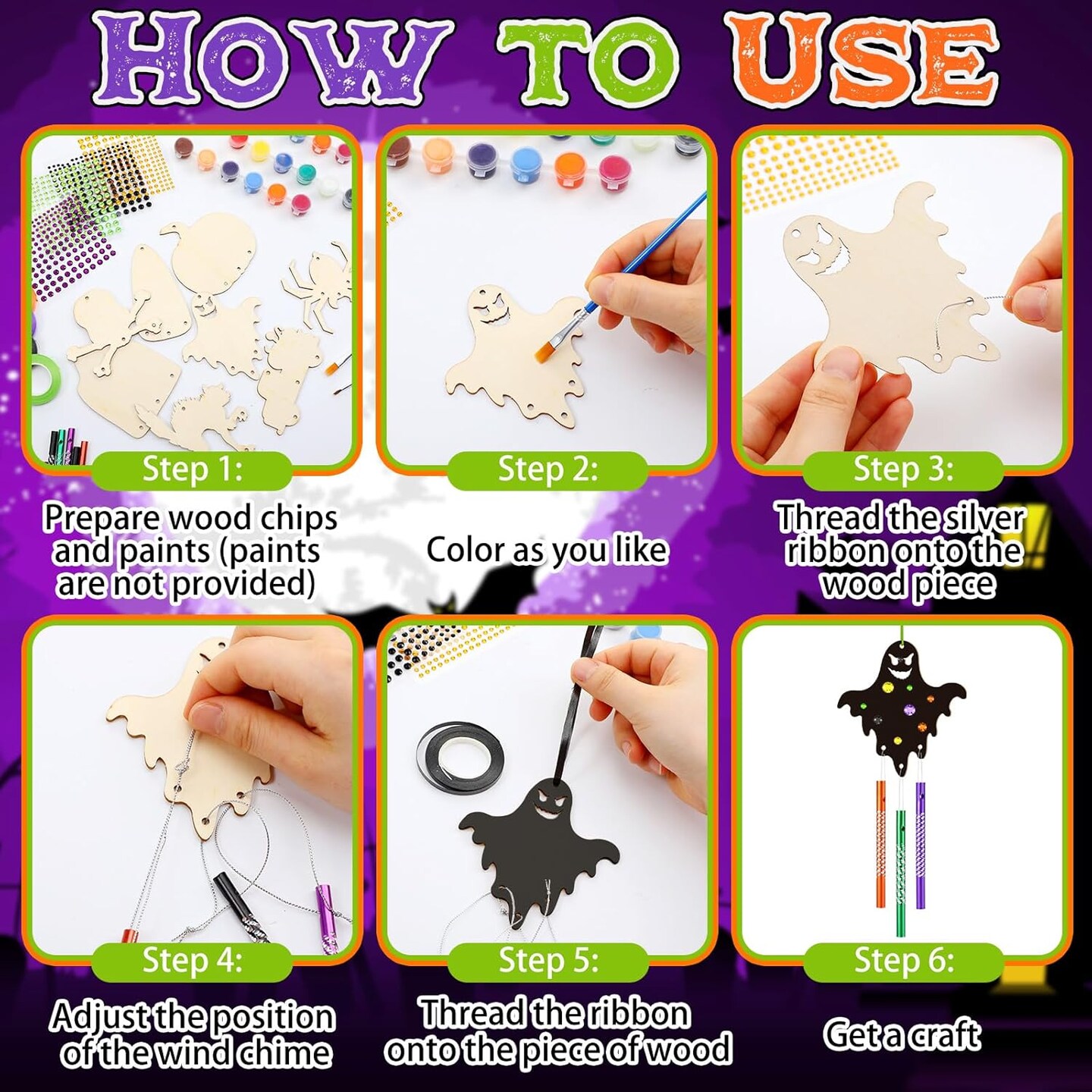 128 Pcs Halloween Wind Chime Crafts Making Kit