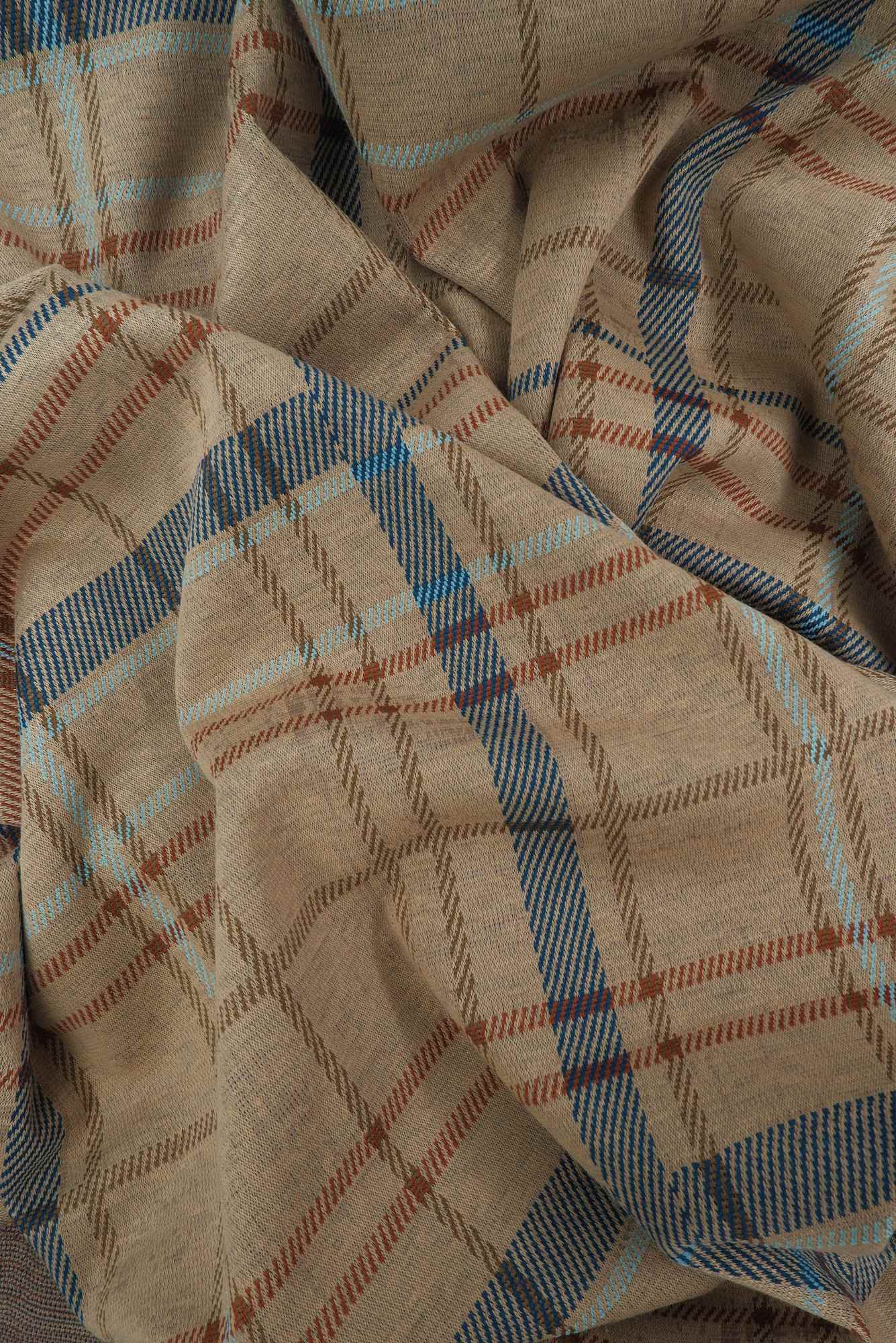 Double Knit Jacquard Plaid Fabric Heavyweight Stretch Material, 58/60&#x22; Wide