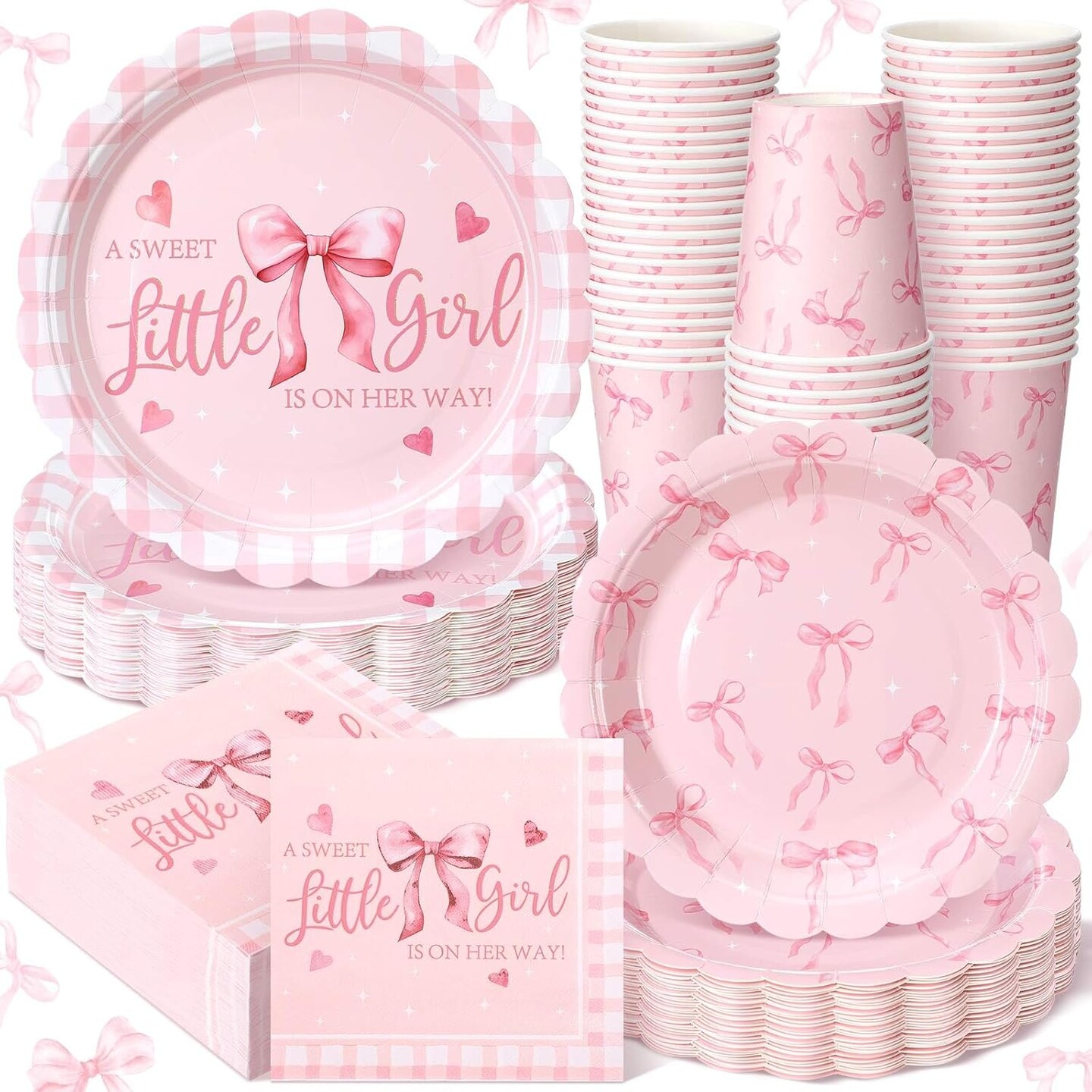 250 Pcs Little Girl Baby Shower Decorations