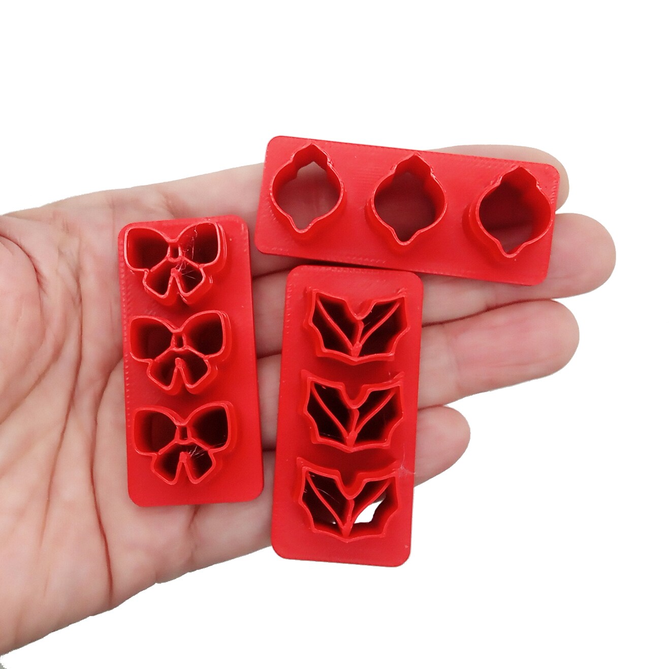 Christmas Clay Cutters, 3 pc, Mini Bow Ornament & Holly Multi Cutters, Adorabilities
