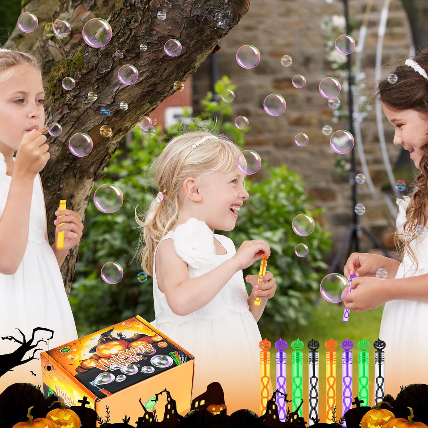 60 Pack Halloween Bubble Wands - Mini Bubble Toys