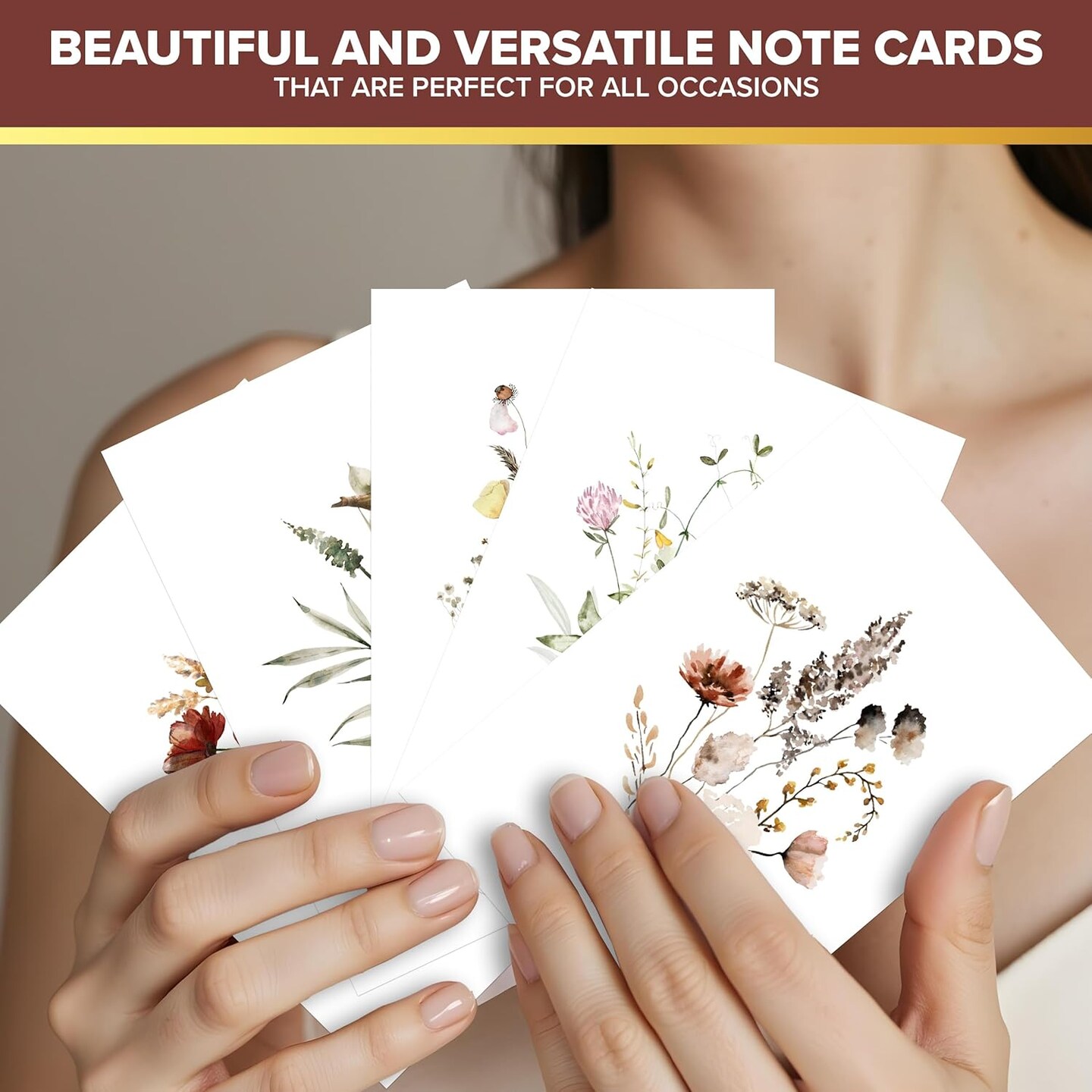 50 Pack 4x6in Blank Floral Cards with Envelopes and Stickers