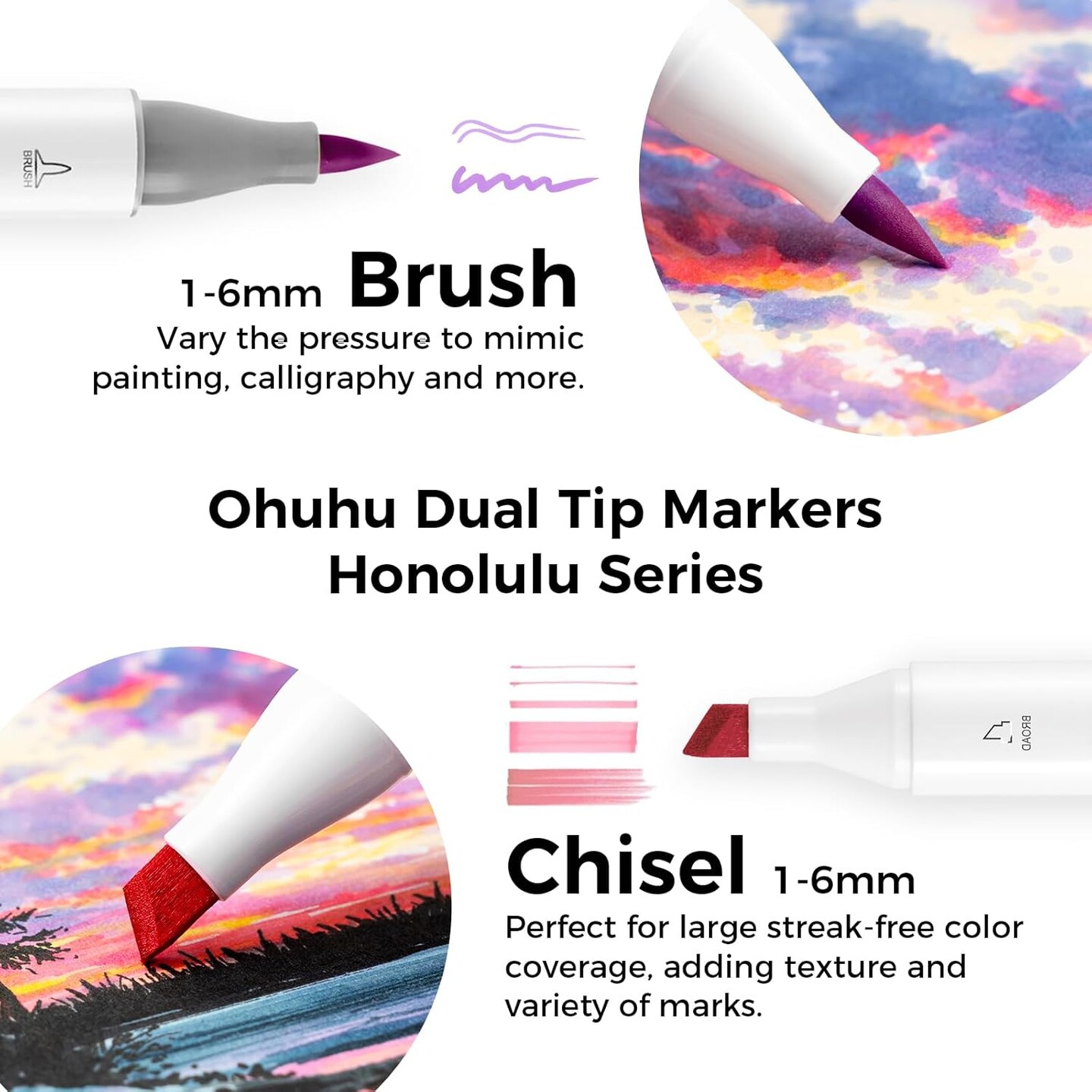 Ohuhu 104-Color Alcohol-Based Markers - Dual Tips Art Markers - Honolulu/ Honolulu B Series