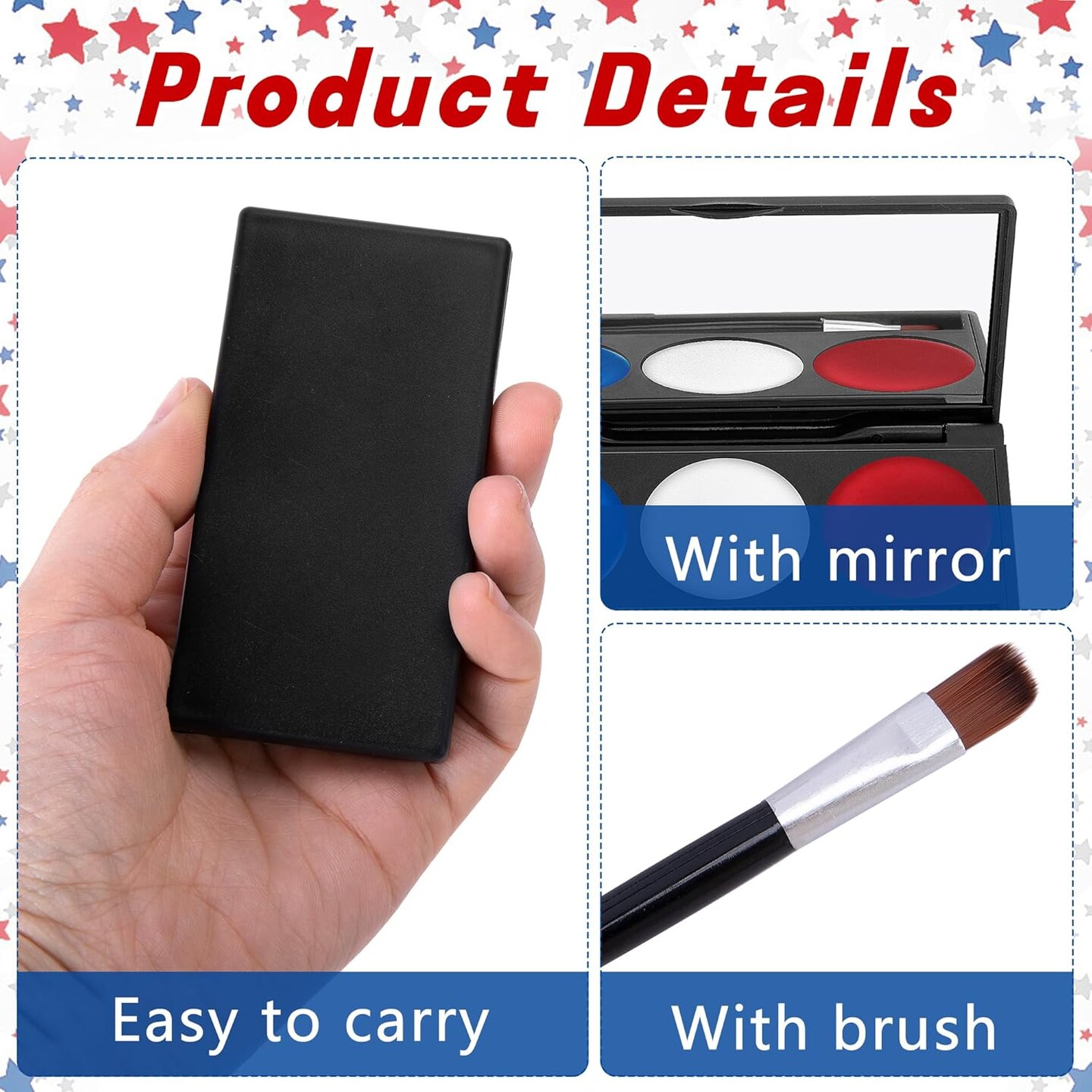 2 Set Patriotic Face Paint Kit with 12Pcs Stencil Stickers and Brush