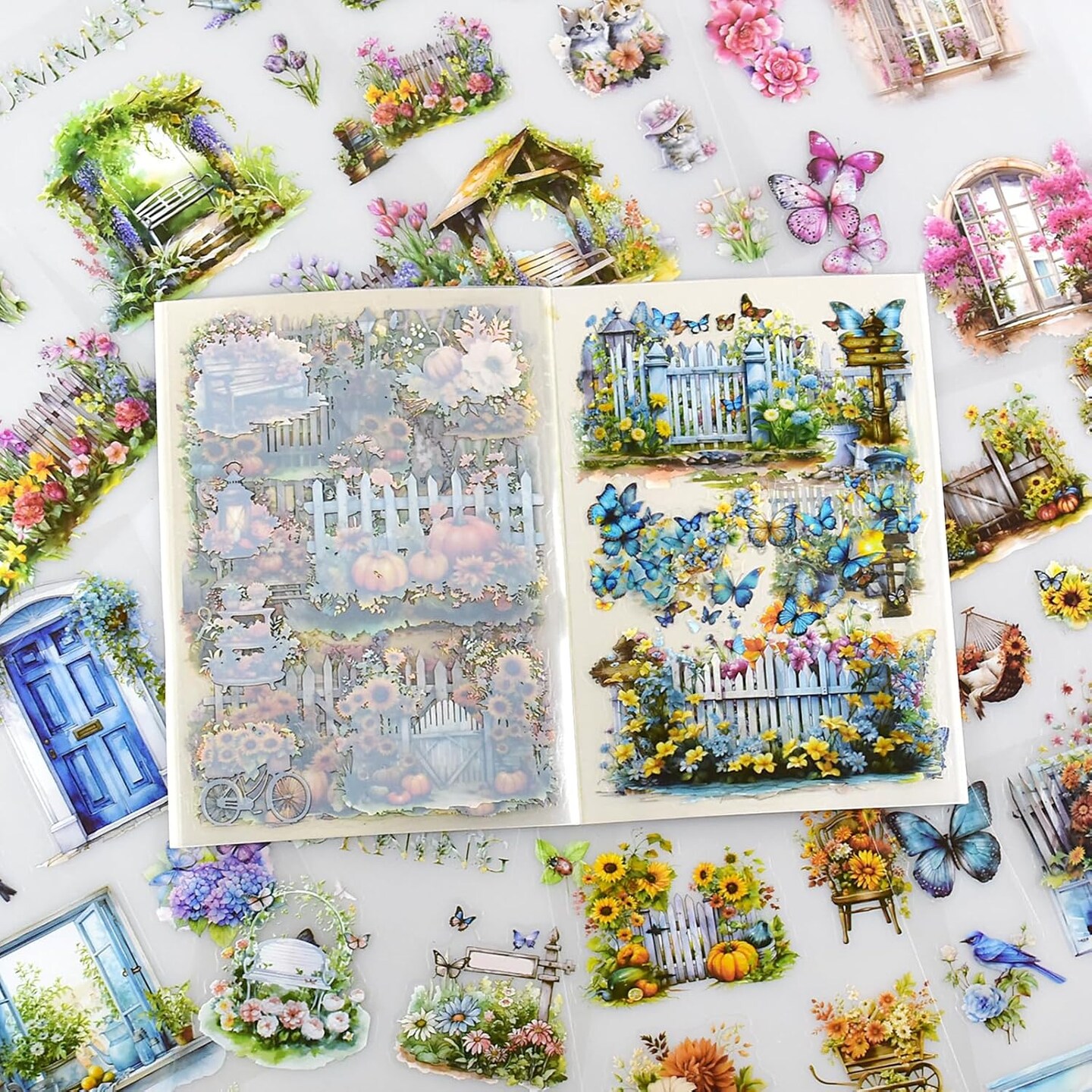 20Page 120pcs Vintage Flower Scrapbook Stickers (Purple) 5.82 x 4.13 x 0.18 inches