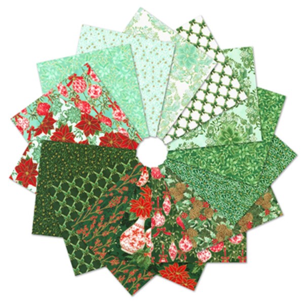 Holiday Flourish: Festive Finery Fat Quarter Bundle in Spearmint by Studio RK for Robert Kaufman (FQ-2144-15)