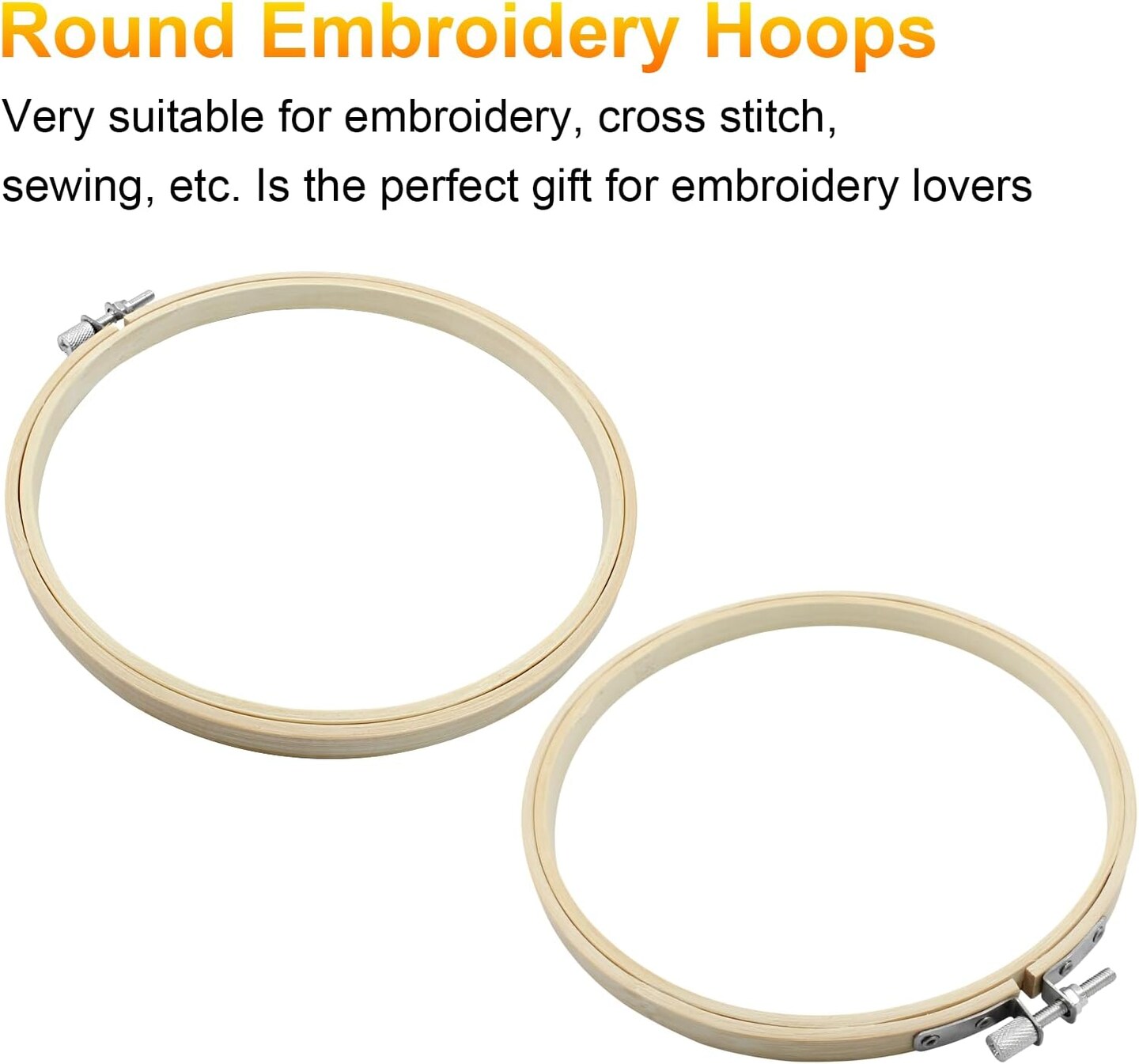 6 Pieces 6 Inch Embroidery Hoops, Round Wood Embroidery Hoops