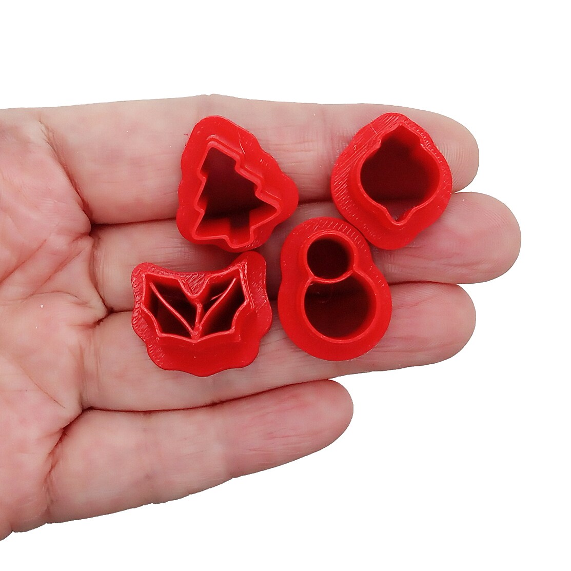 Christmas Stud Clay Cutters, 4 pc, Snowman Tree Holly & Ornament, Adorabilities